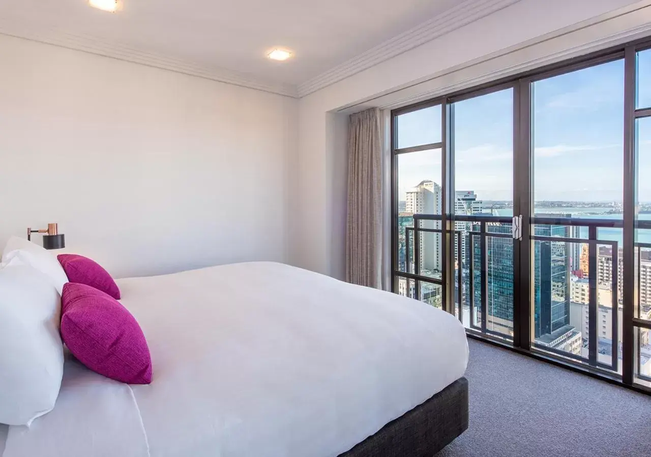 View (from property/room), Bed in Avani Metropolis Auckland Residences