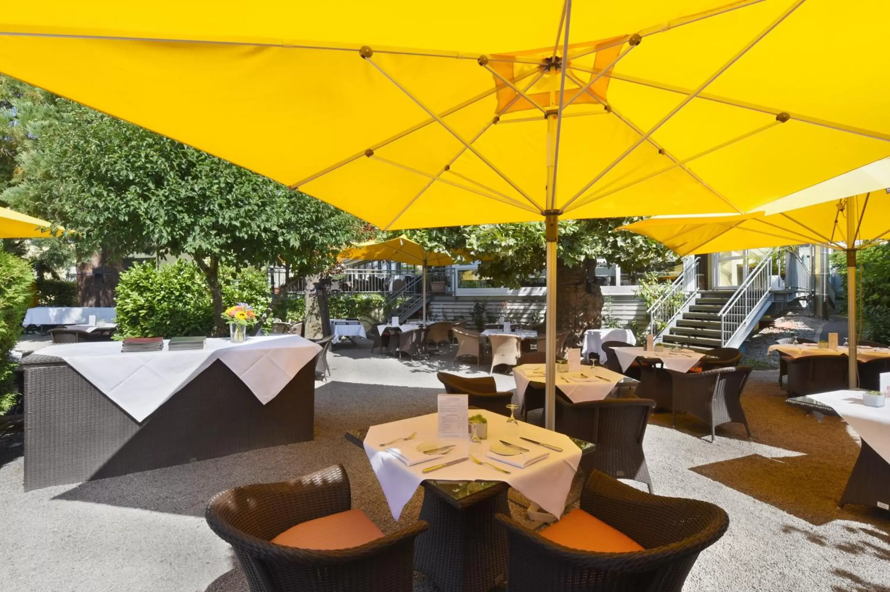 Balcony/Terrace, Restaurant/Places to Eat in Hotel Hirschen in Freiburg-Lehen