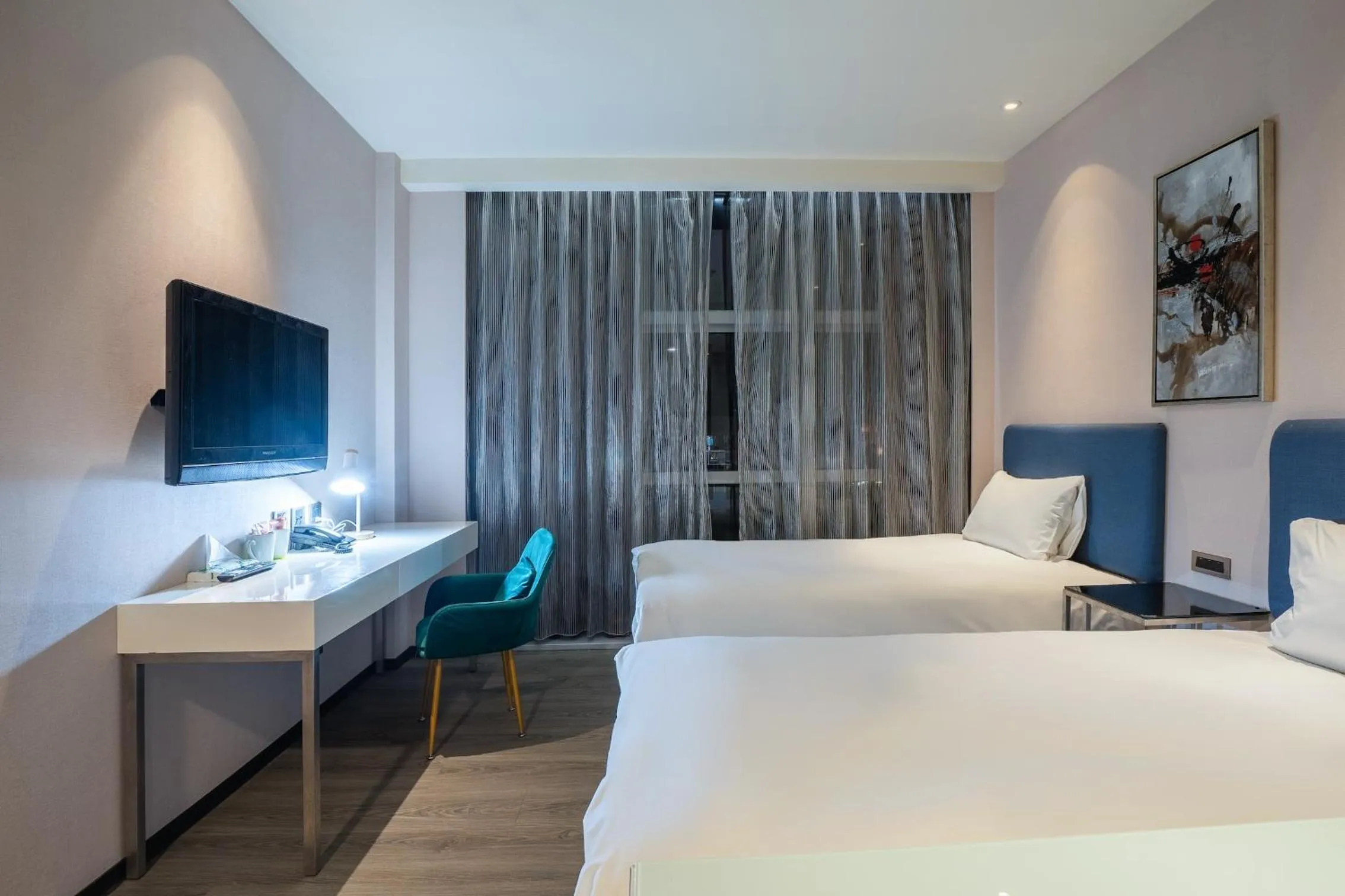 Photo of the whole room, Bed in CHECK inn Taipei Xinyi