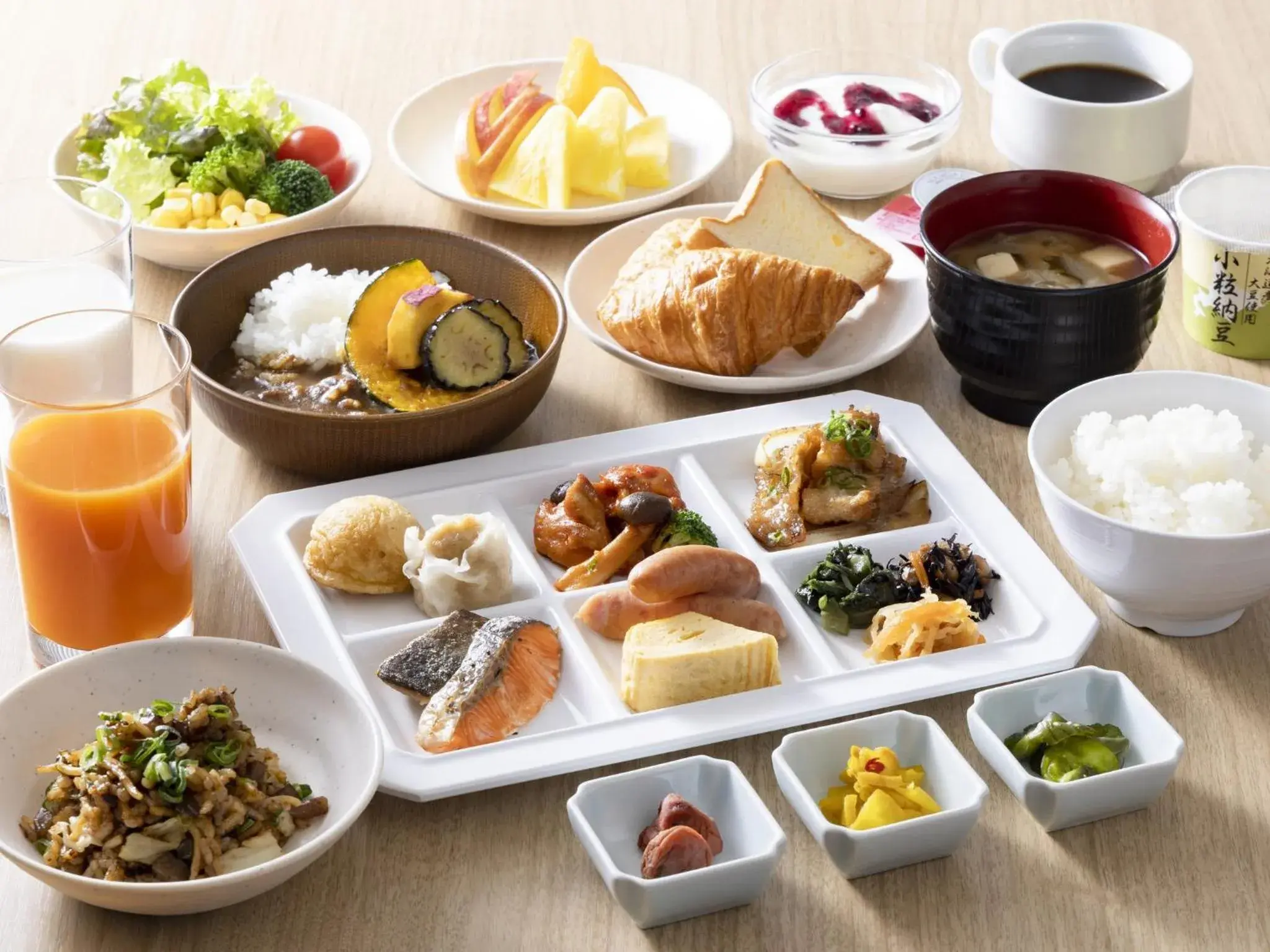 Buffet breakfast in Hotel Wing International Kobe Shinnagata Ekimae