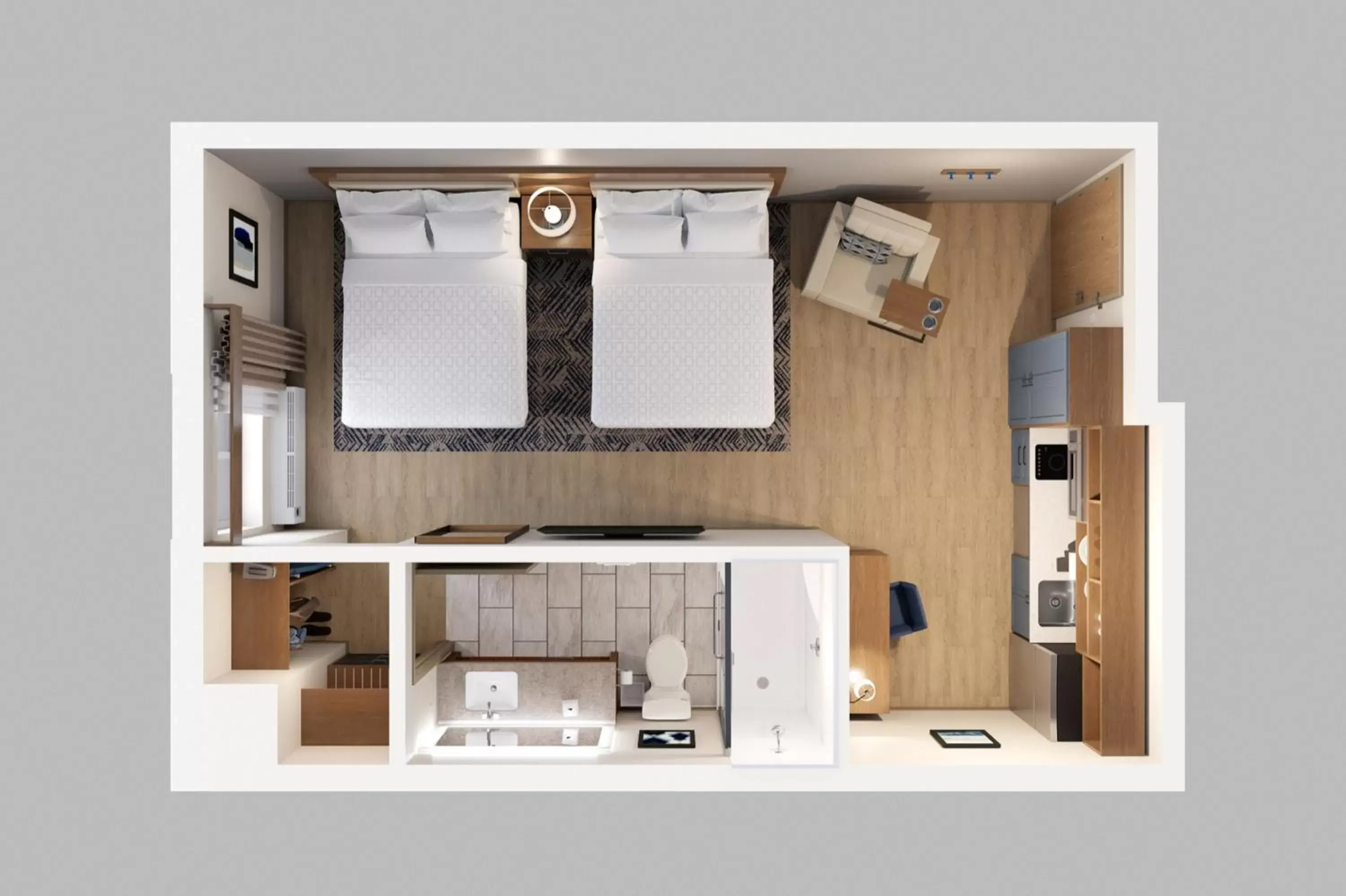 Photo of the whole room, Floor Plan in Candlewood Suites - San Antonio - Schertz, an IHG Hotel