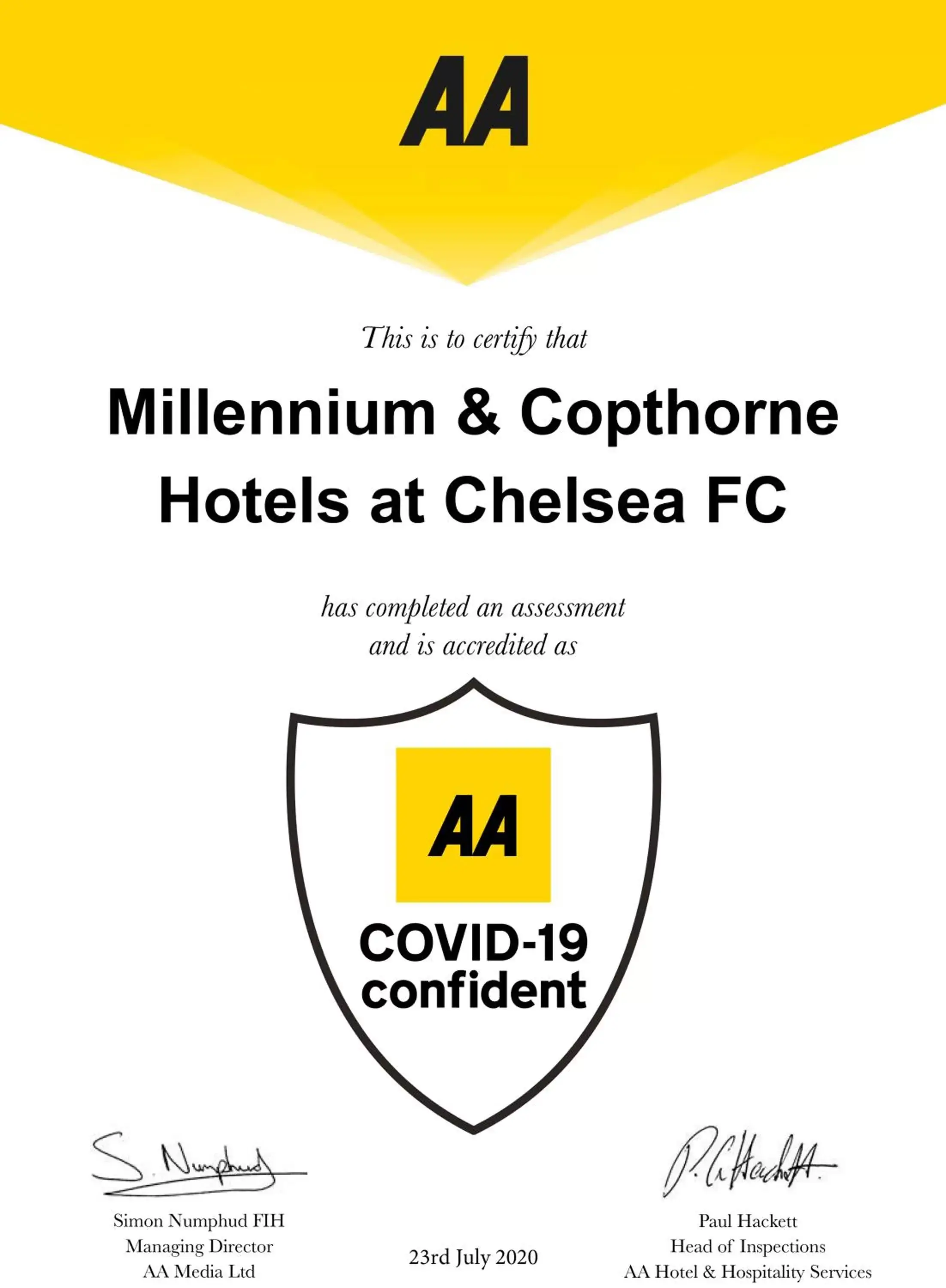 Logo/Certificate/Sign in Millennium & Copthorne Hotels at Chelsea Football Club