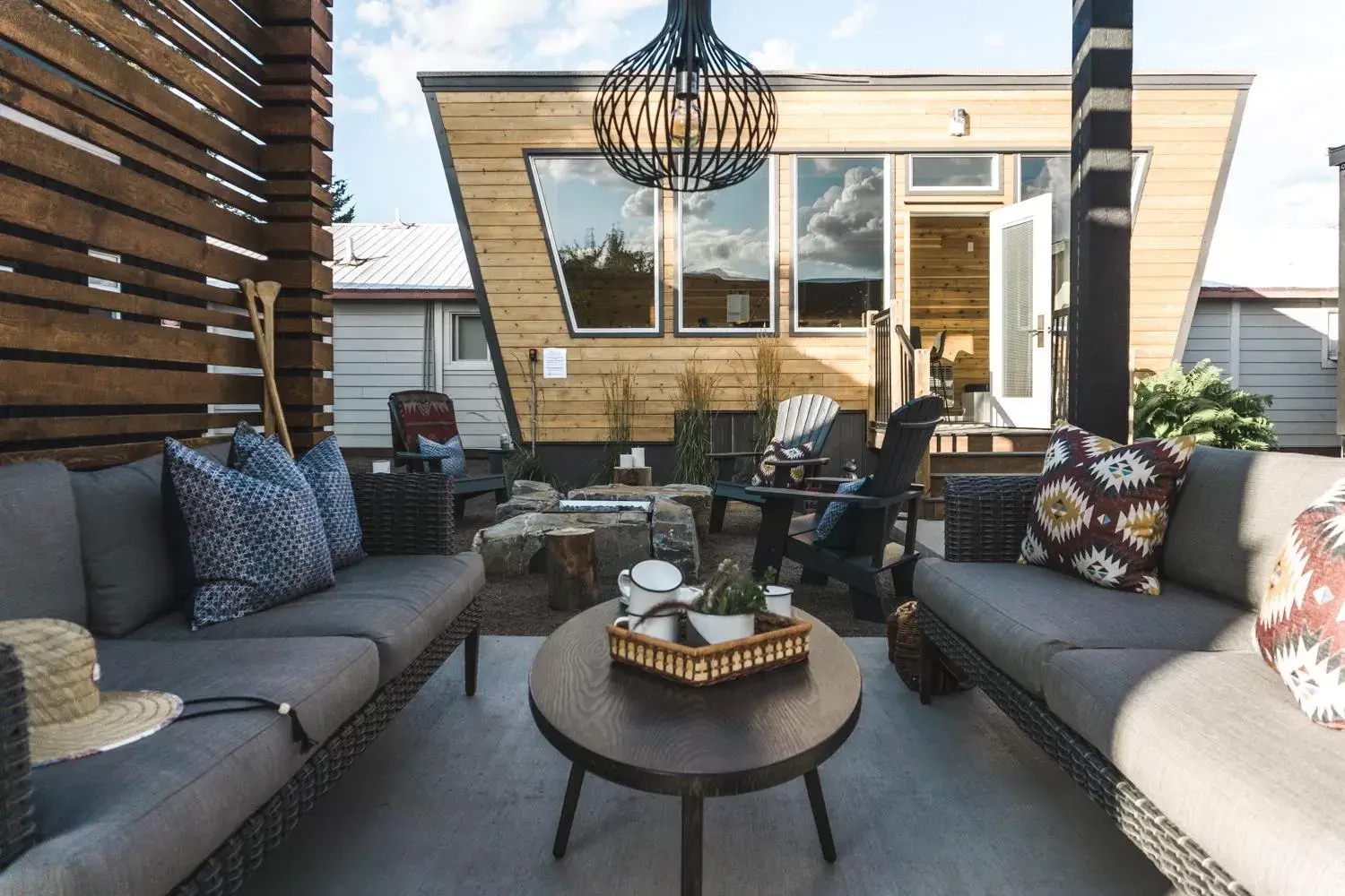 Seating Area in Tiny Homes by Snow Valley Lodging