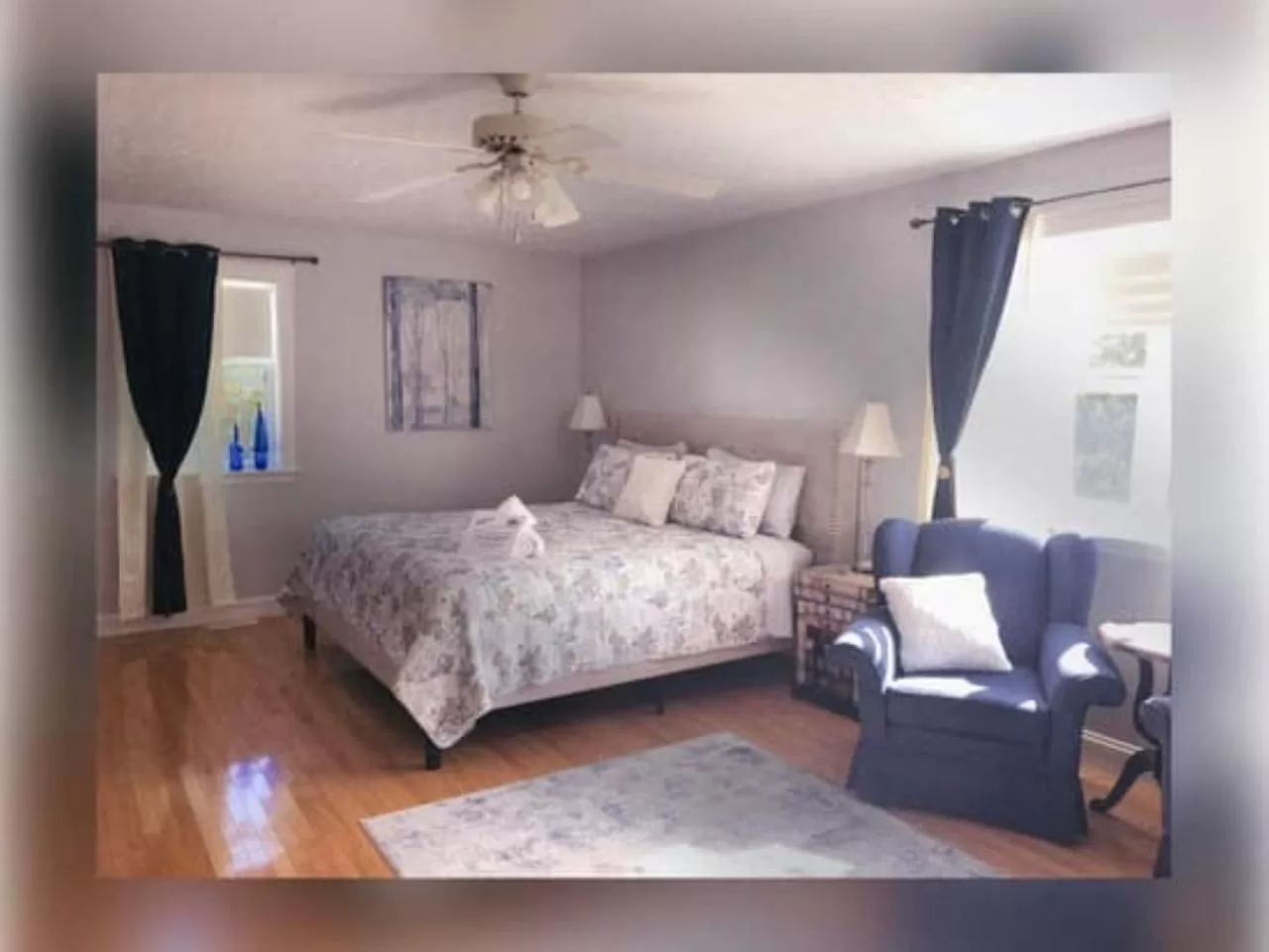 Seating area, Bed in Forest & Lake PEI Bed & Breakfast