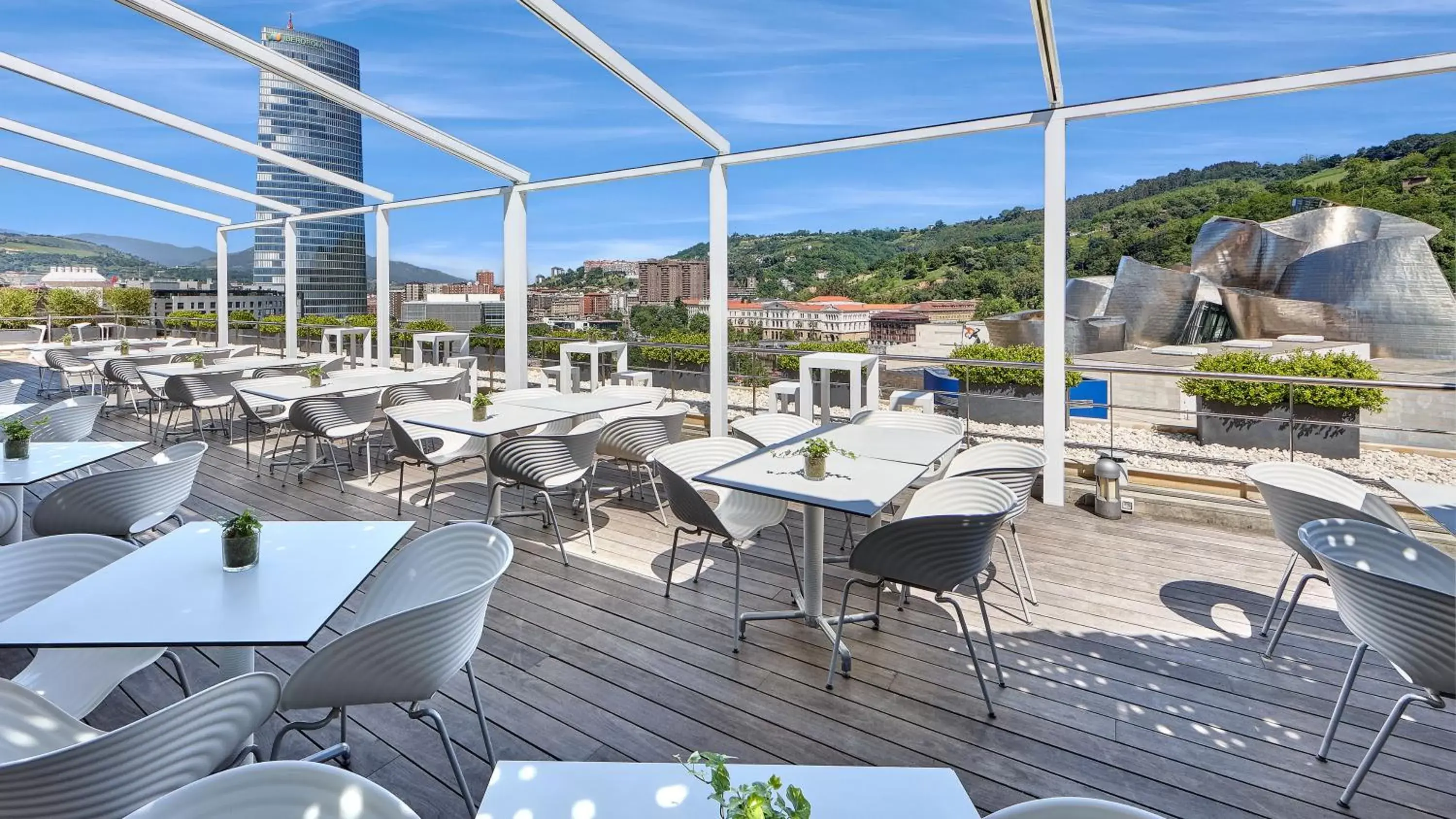 Balcony/Terrace, Restaurant/Places to Eat in Gran Hotel Domine Bilbao