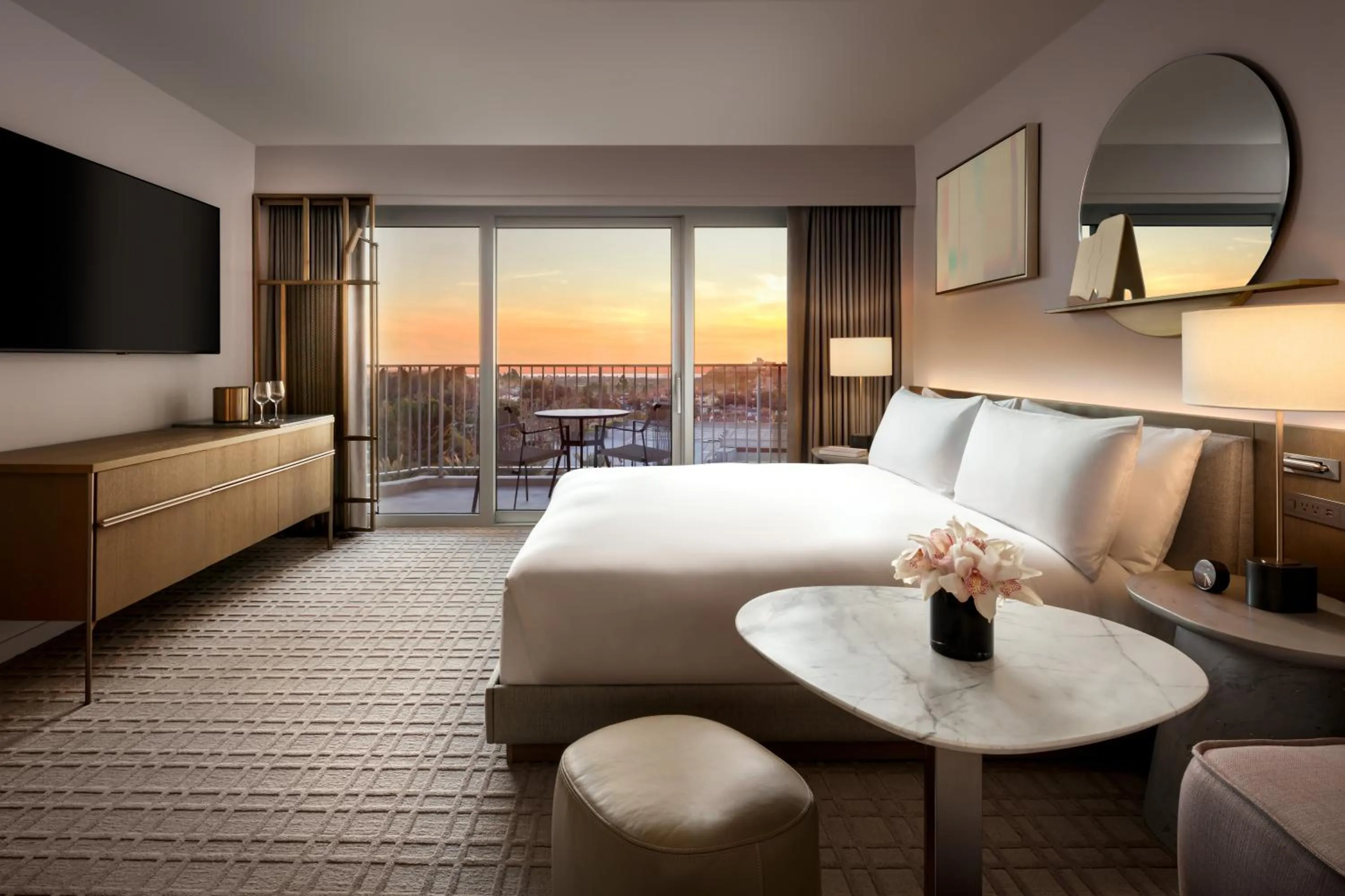 View (from property/room), Bed in Fairmont Century Plaza Los Angeles at Beverly Hills