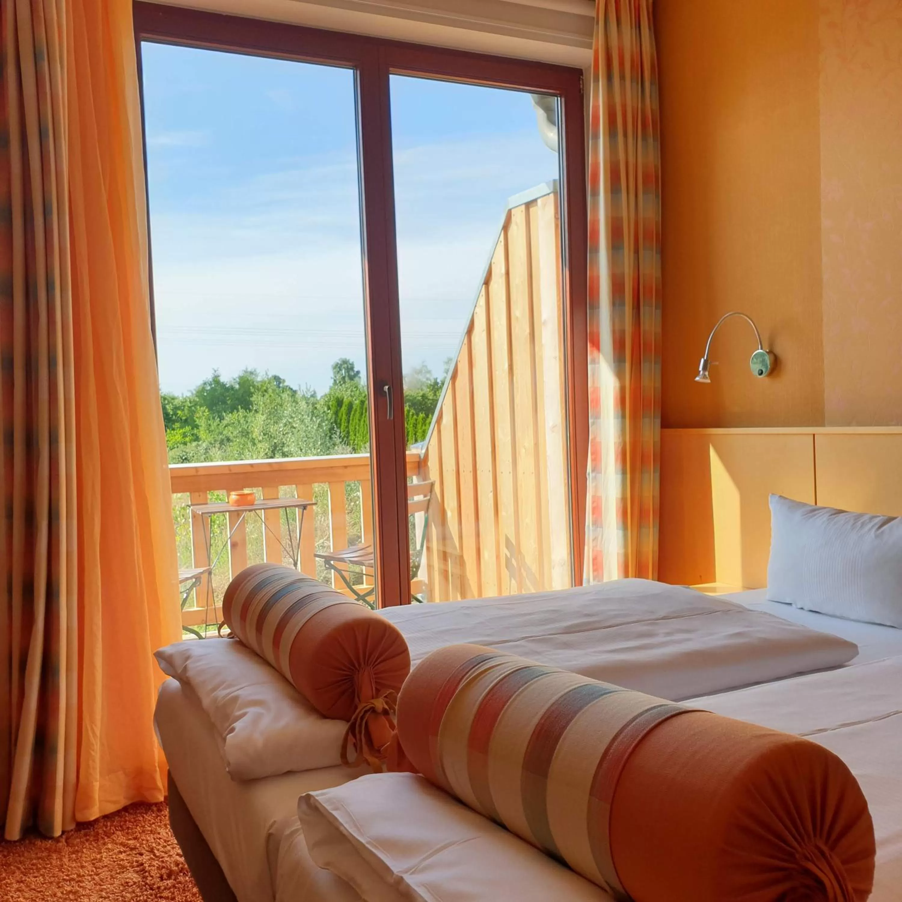 Balcony/Terrace, Bed in Landhotel Rittmeister & Kräuter-SPA Adults Only