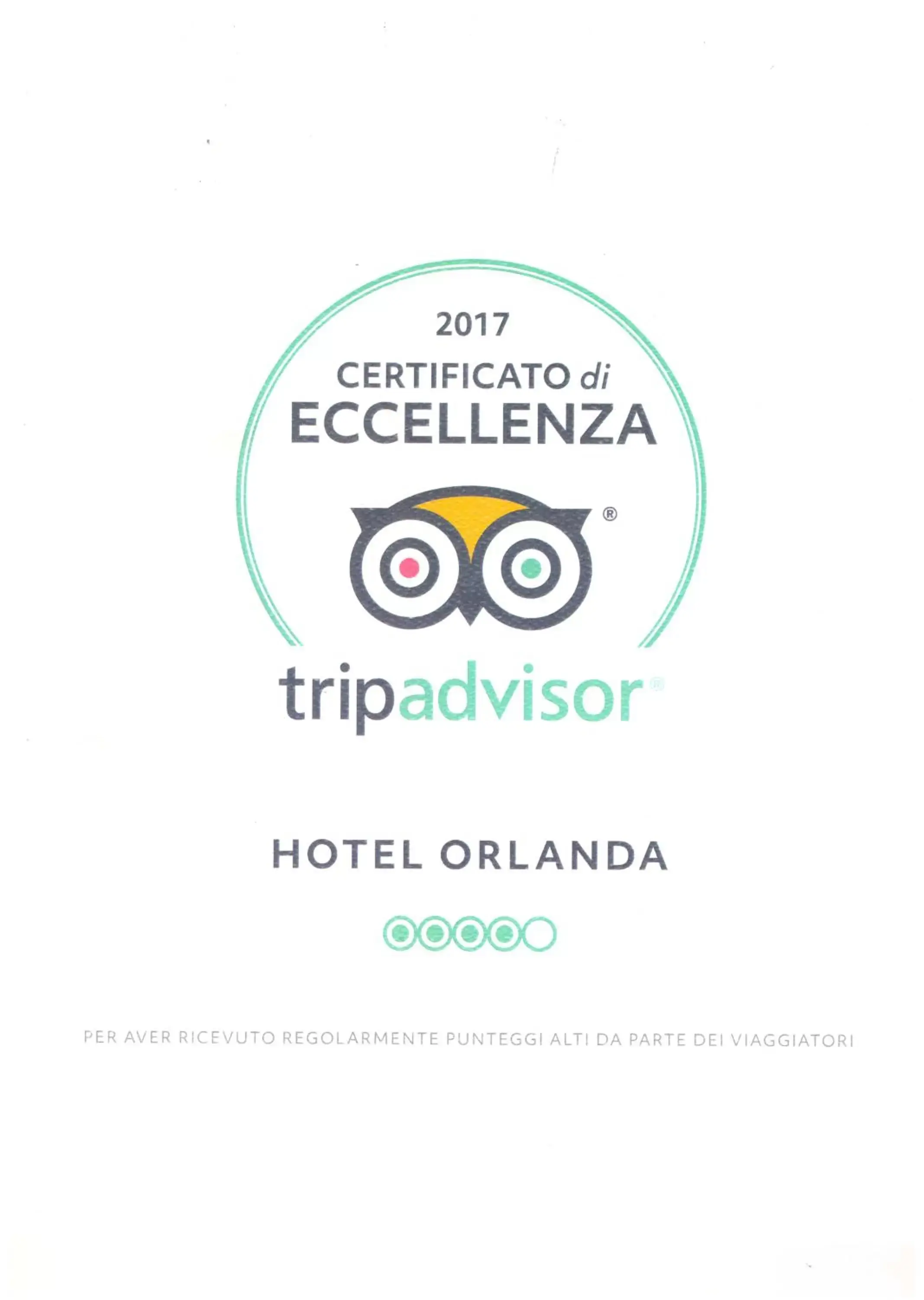 Certificate/Award in Hotel Orlanda