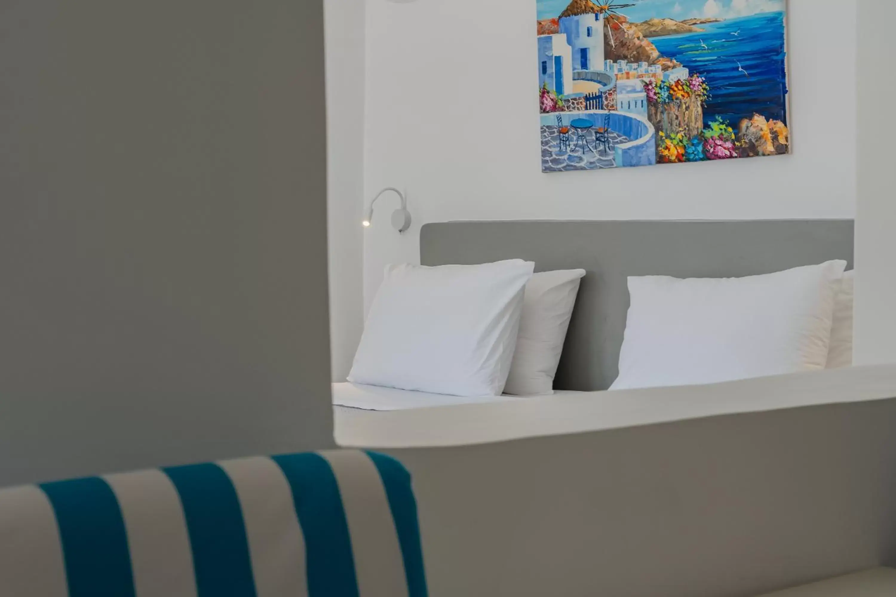 Decorative detail, Bed in Central Fira Suites