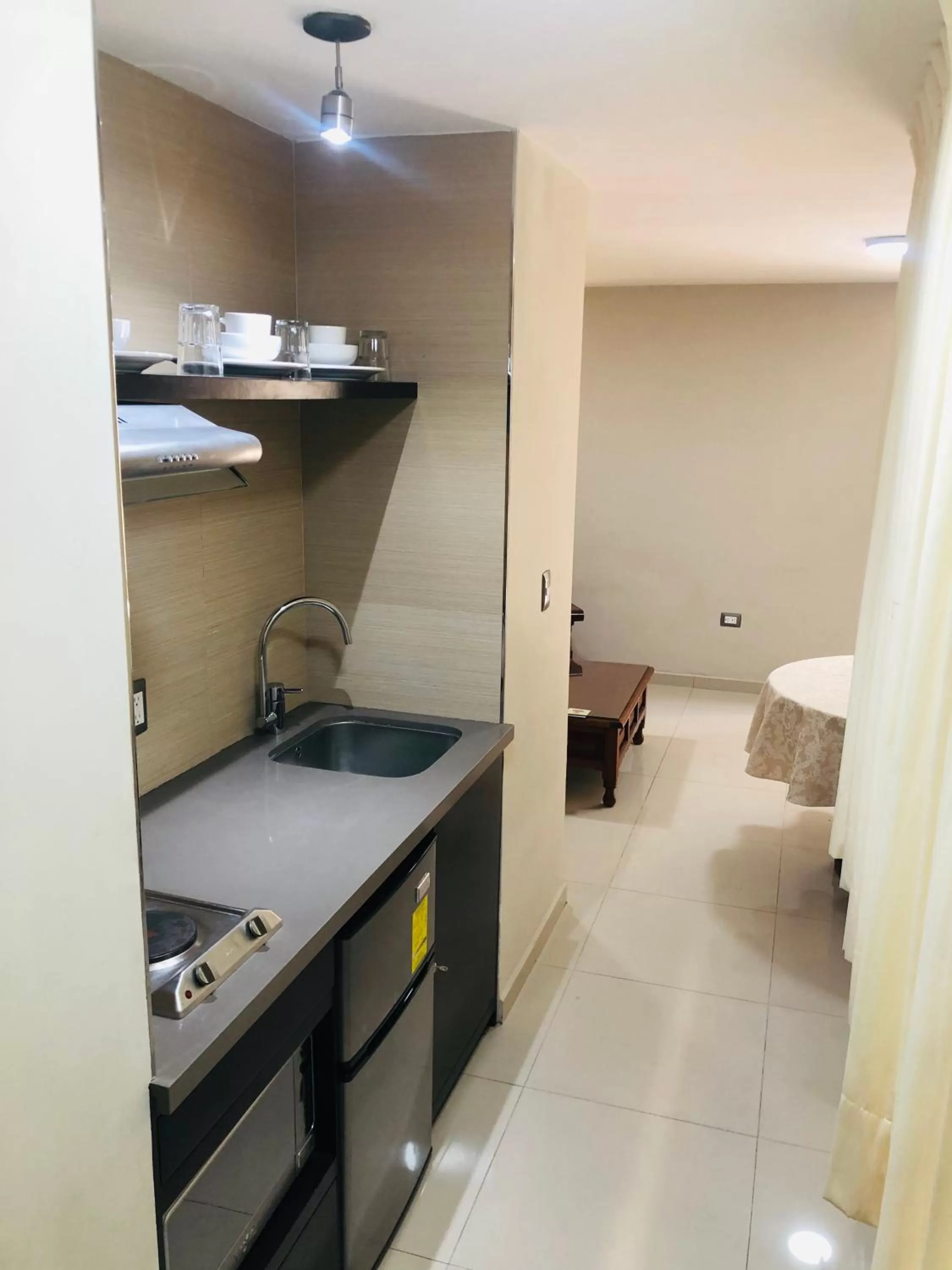 Kitchen or kitchenette, Bathroom in Suites San Luis