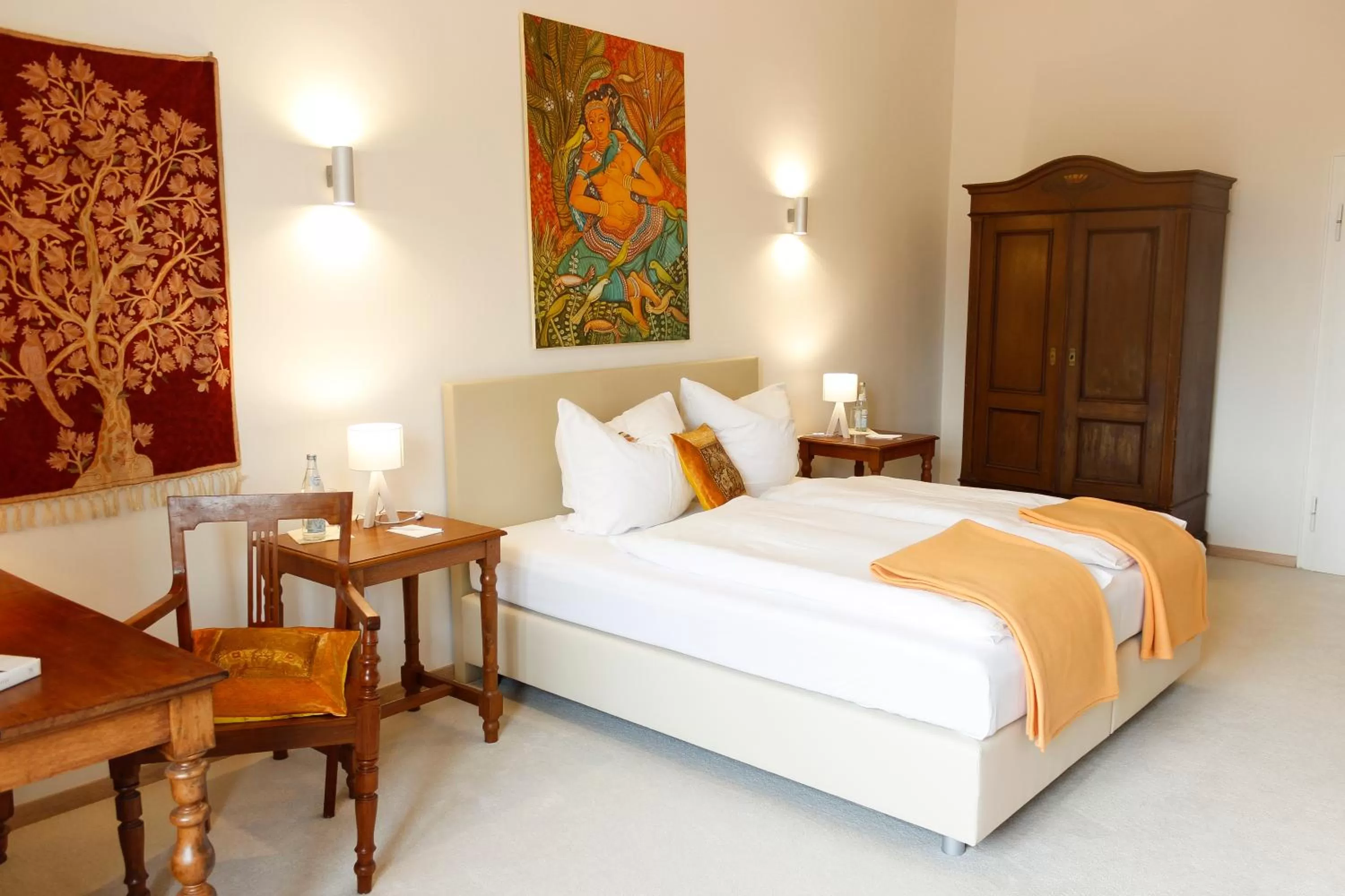 Bed in BioHotel Schloss Kirchberg