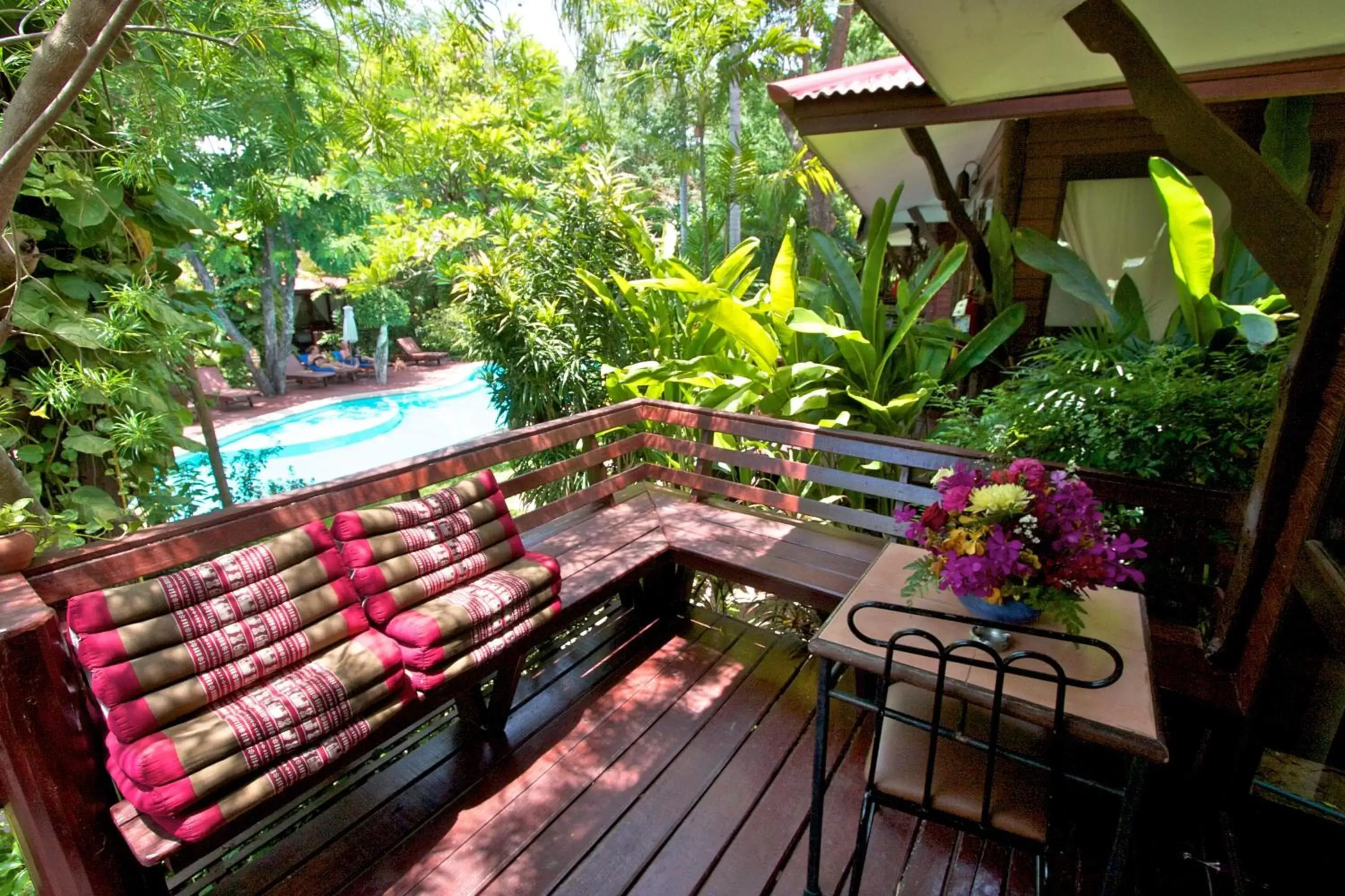 Balcony/Terrace, Pool View in Baan Duangkaew Resort