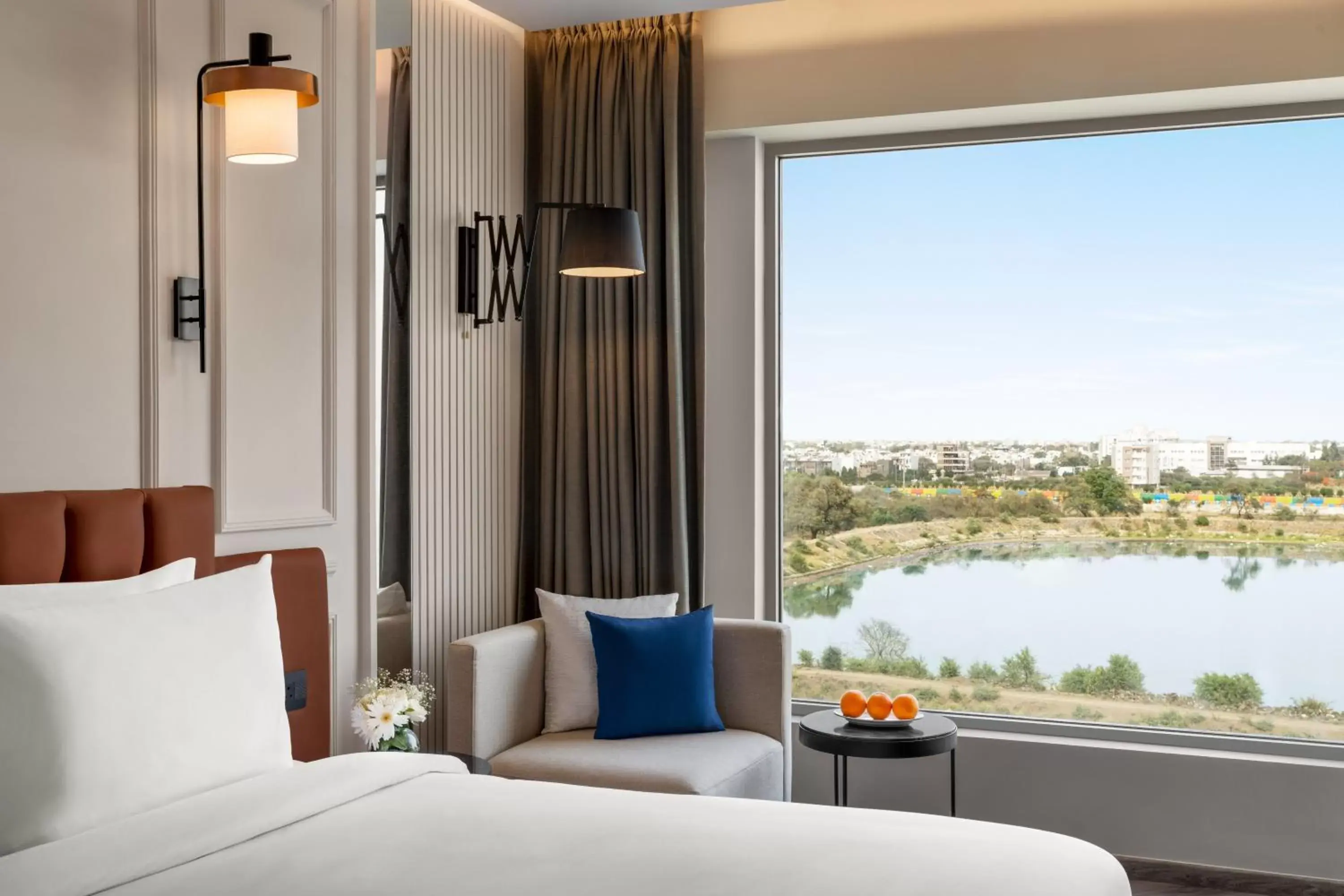 View (from property/room), Bed in Ramada Encore by Wyndham Indore Nipania View (from property/room), Bed in Ramada Encore by Wyndham Indore Nipania