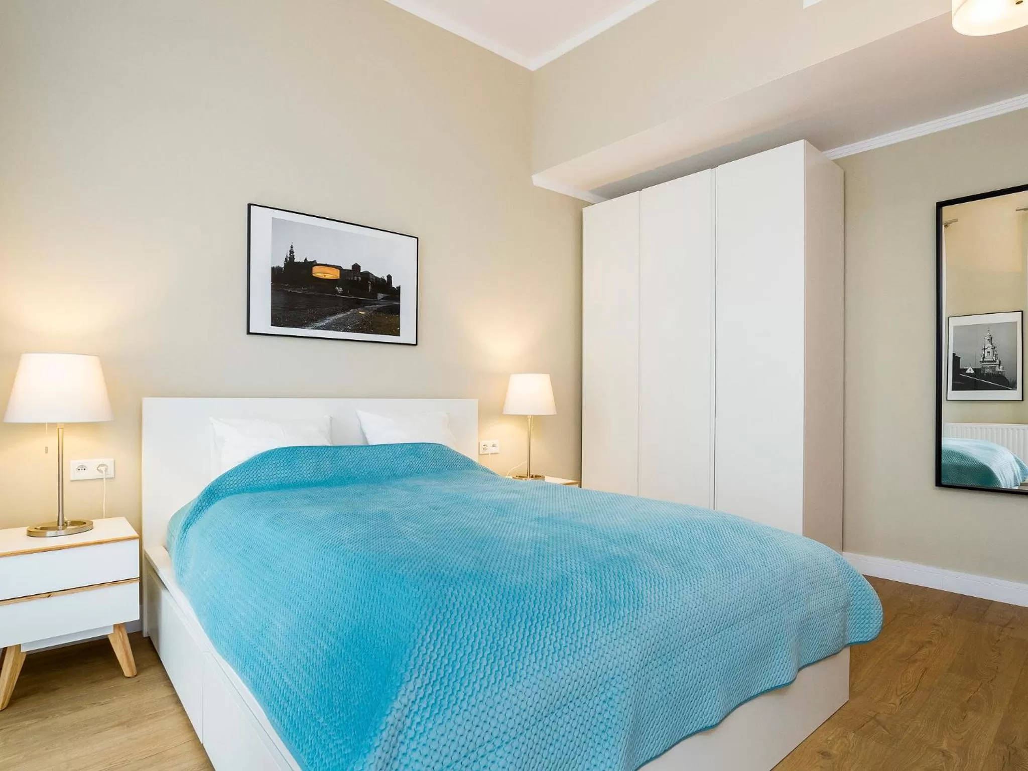 Bed in Riverside Aparthotel Cracow