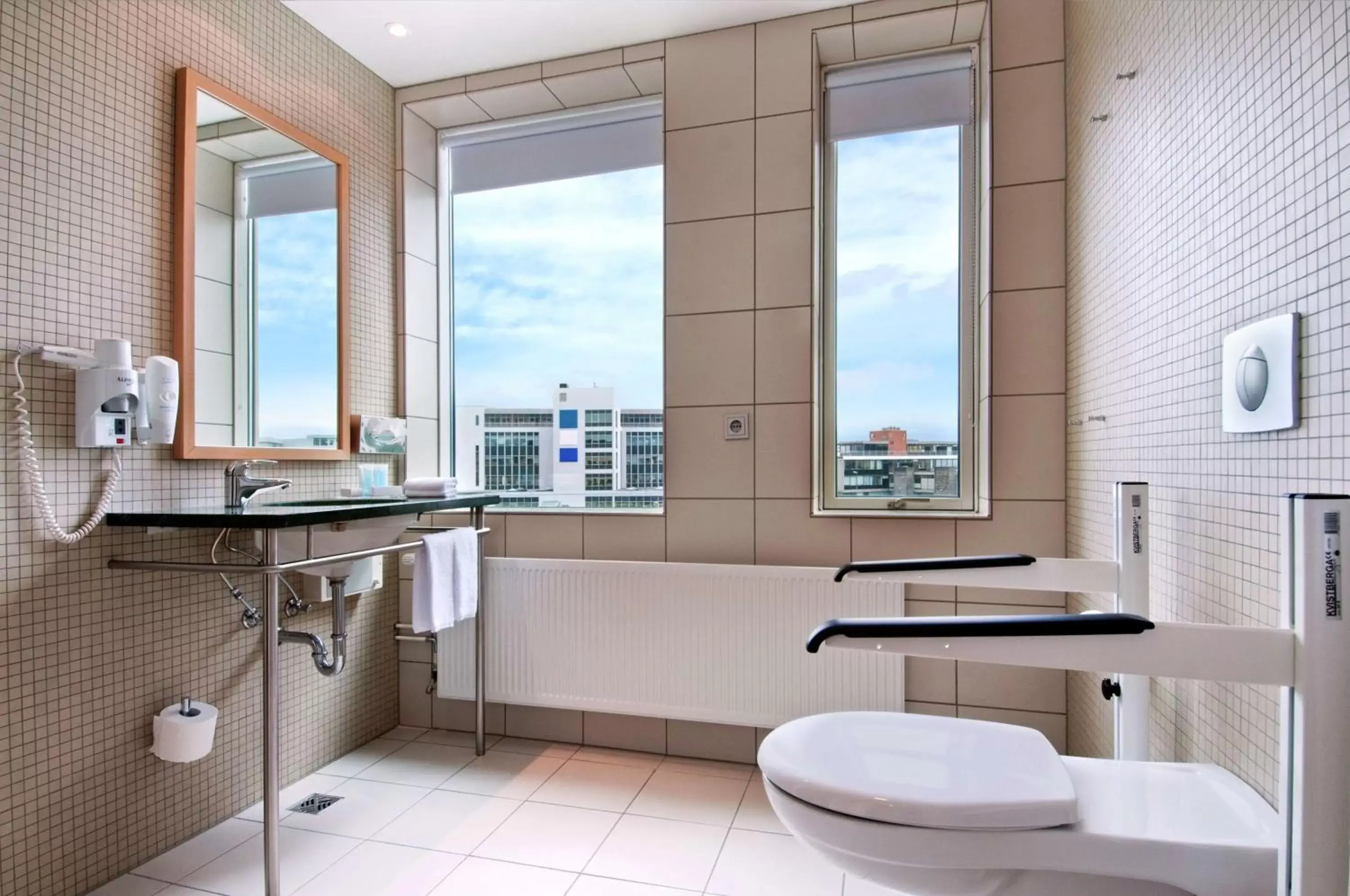 View (from property/room), Bathroom in Hilton Reykjavik Nordica
