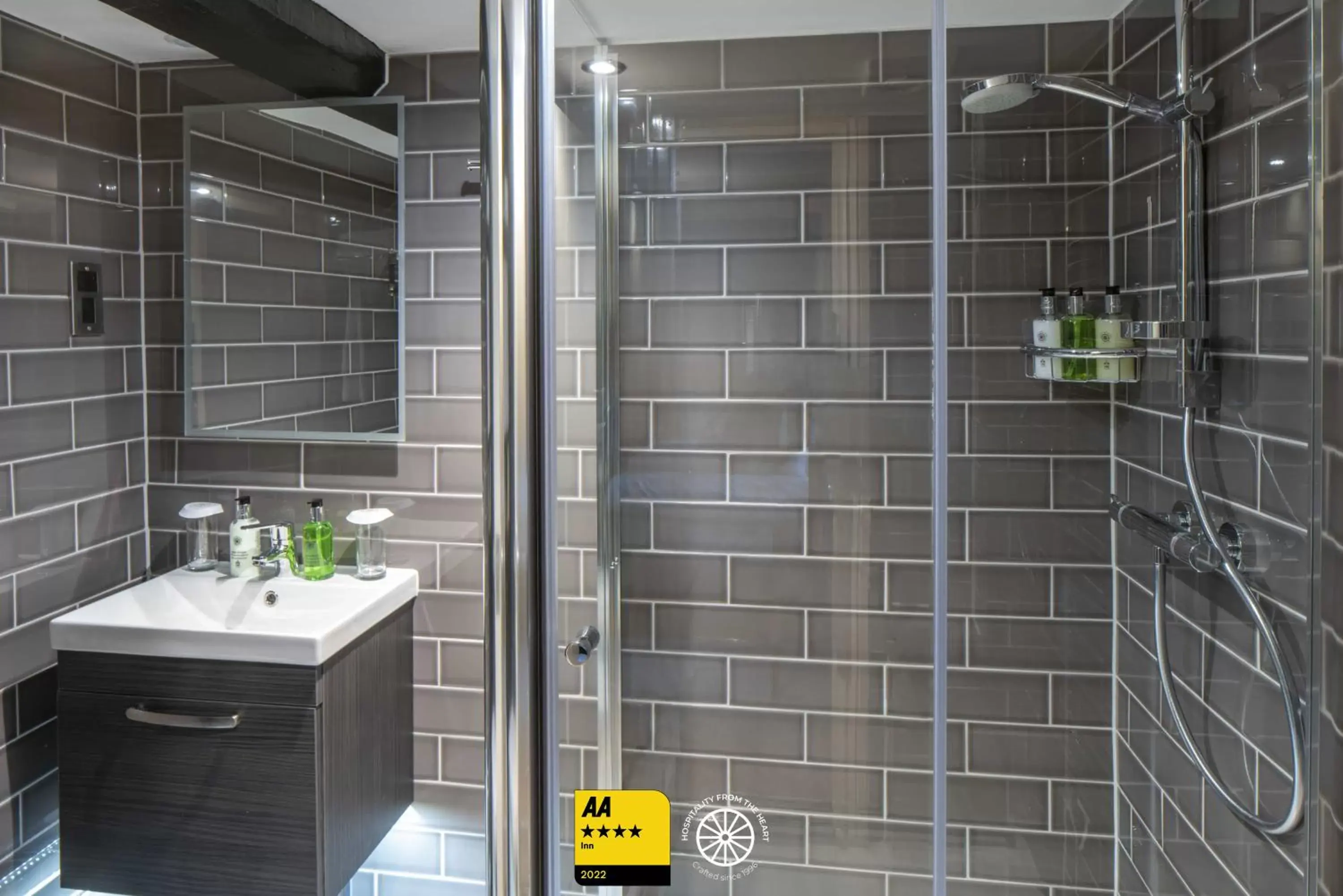 Shower, Bathroom in The Tudor House Hotel, Tewkesbury, Gloucestershire