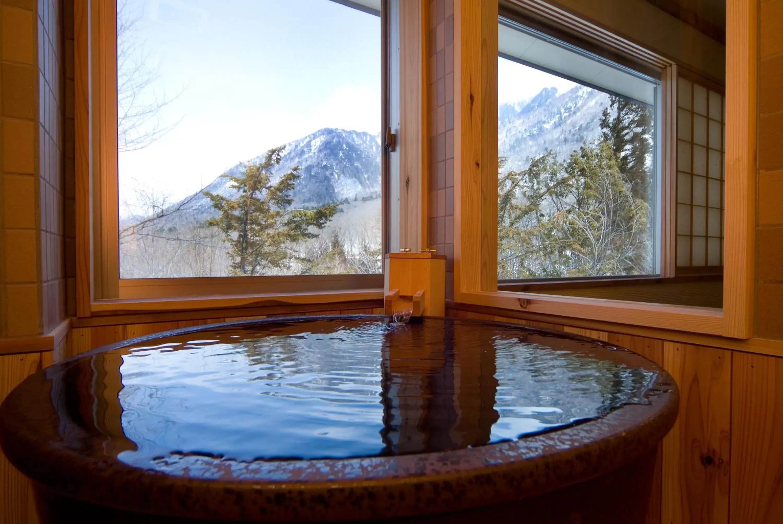 Hot Spring Bath, Winter in Okuhida Hot spring Miyama Ouan