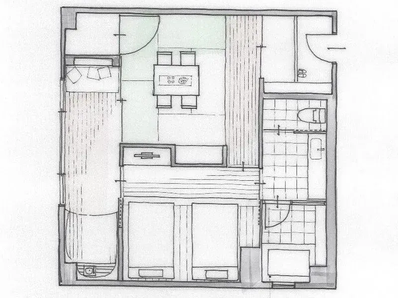 Photo of the whole room, Floor Plan in Ryokan Oomuraya