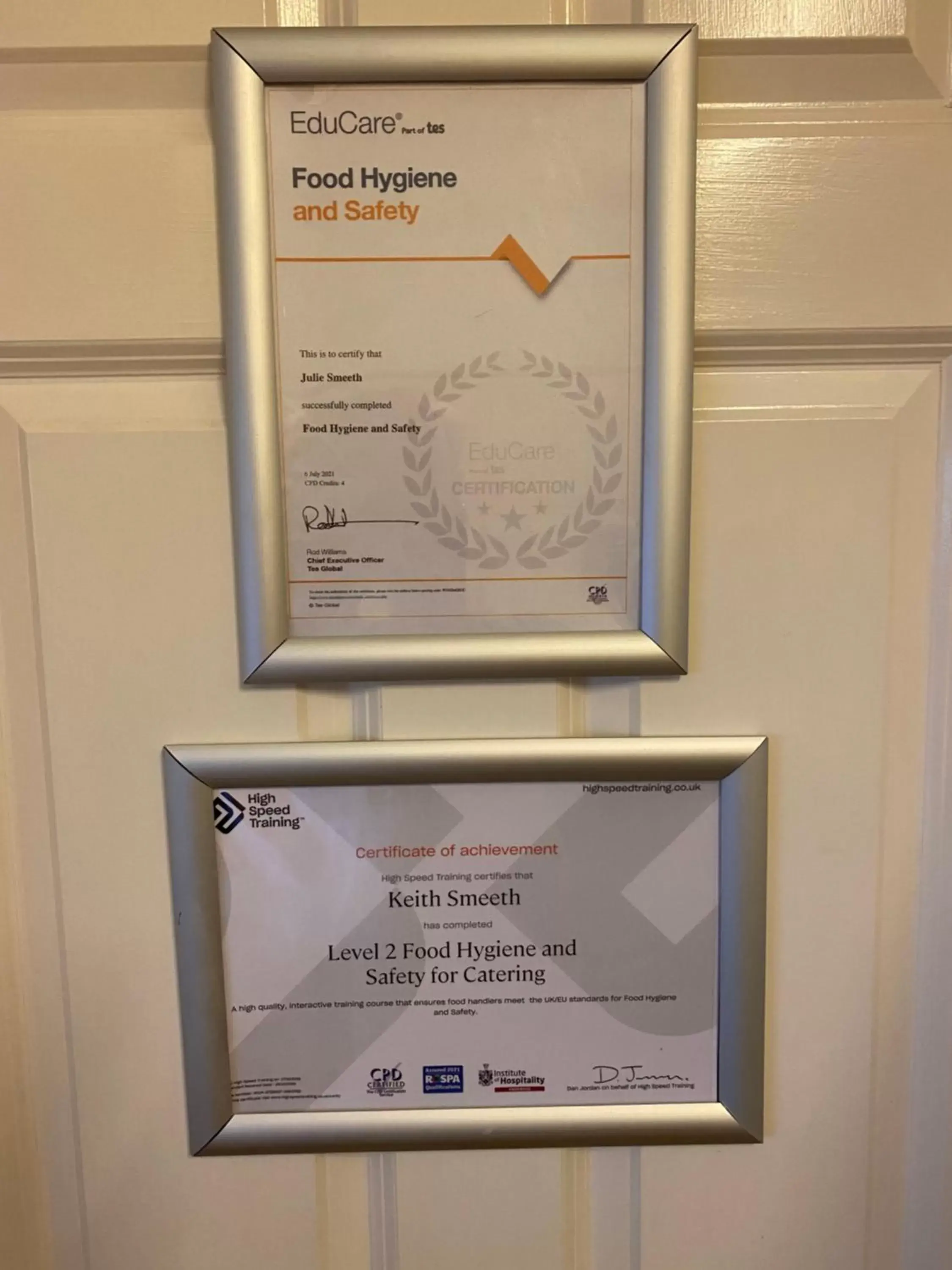 Certificate/Award in All Seasons Bed & Breakfast - Adults Only
