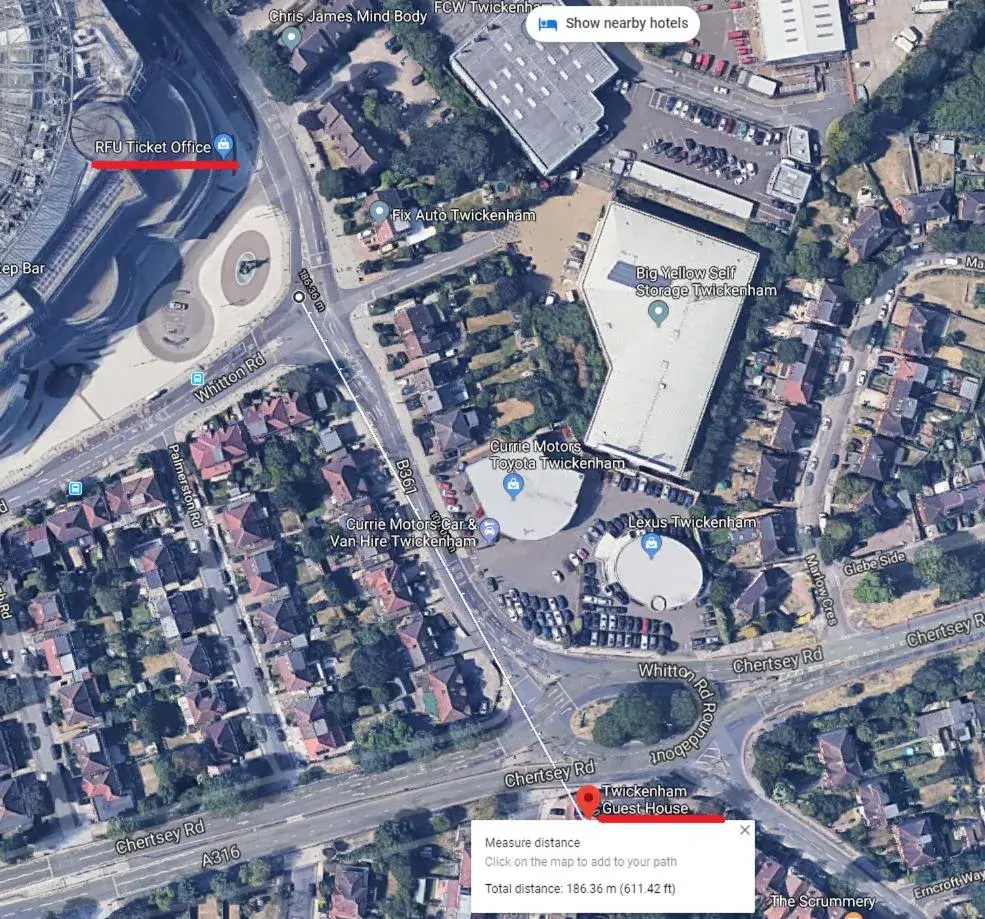 Bird's eye view in Twickenham Guest House Bird's eye view in Twickenham Guest House