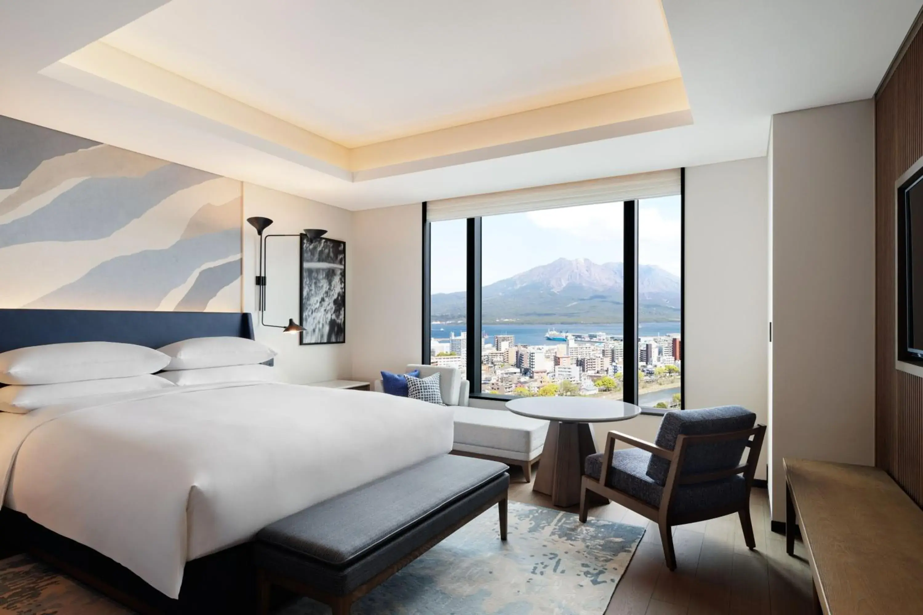 Bedroom, Mountain View in Sheraton Kagoshima