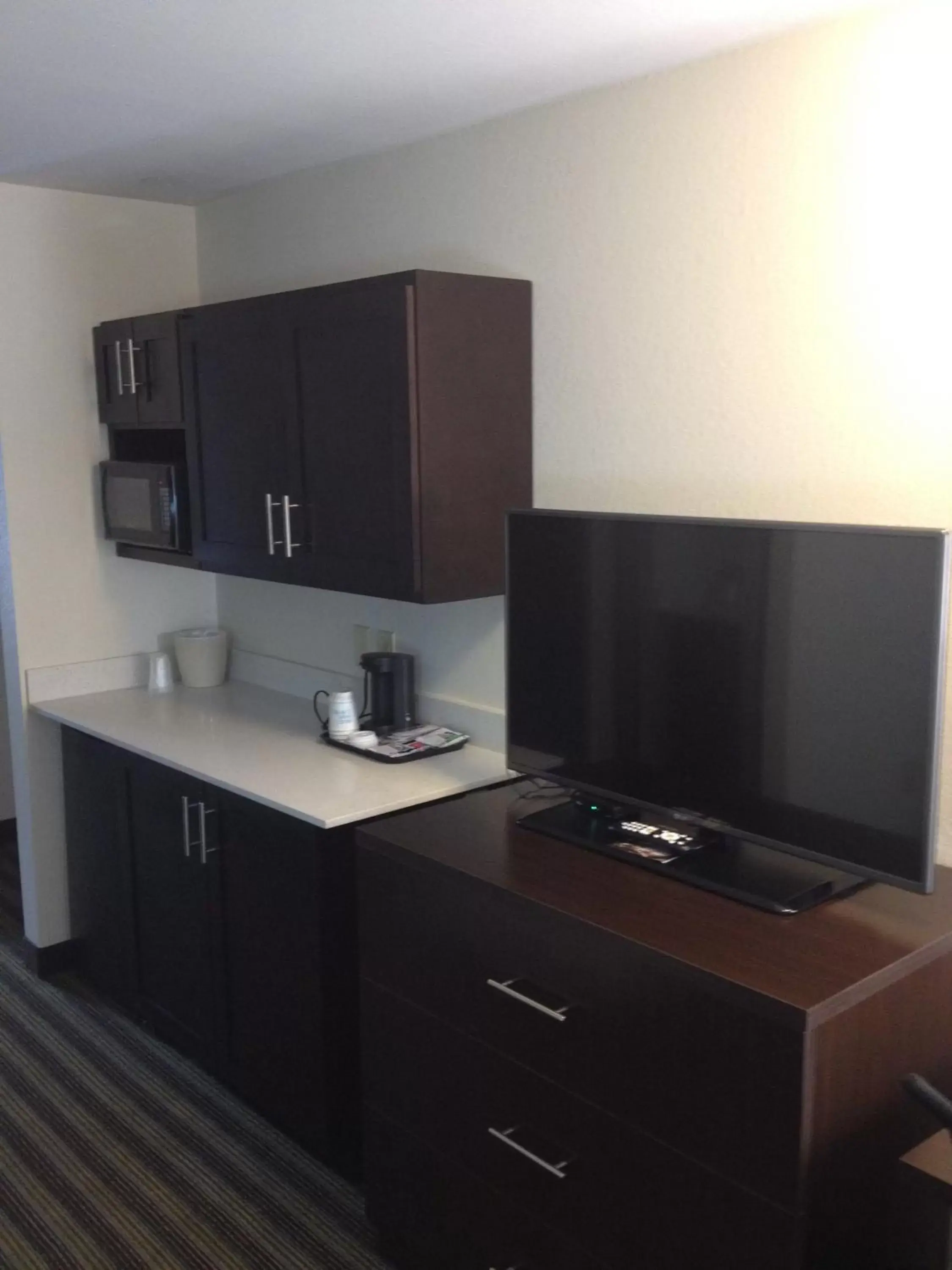 Kitchen or kitchenette, TV/Entertainment Center in Holiday Inn Express Montgomery East I-85, an IHG Hotel