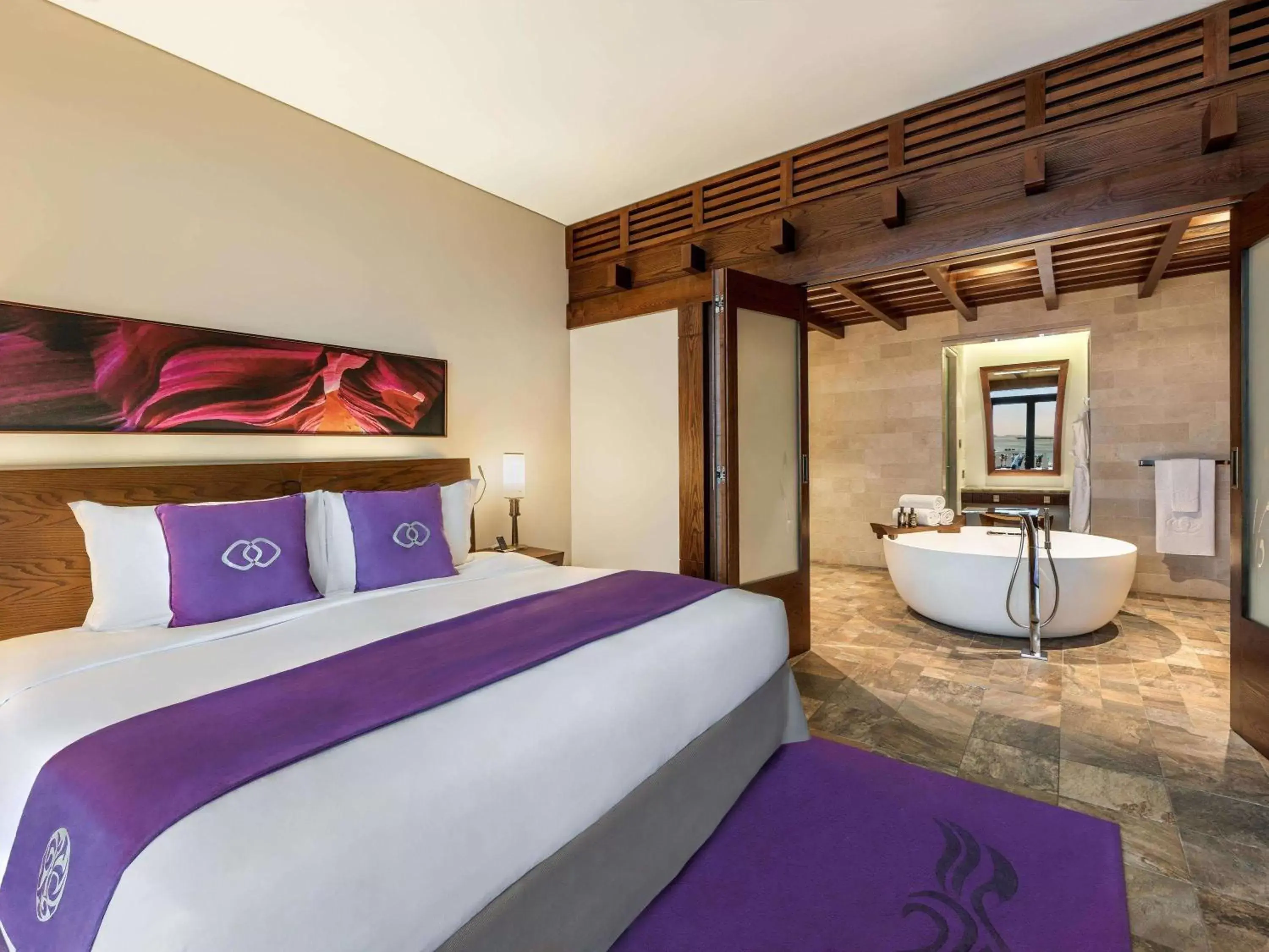 Bathroom, Bed in Sofitel Dubai The Palm Resort & Spa