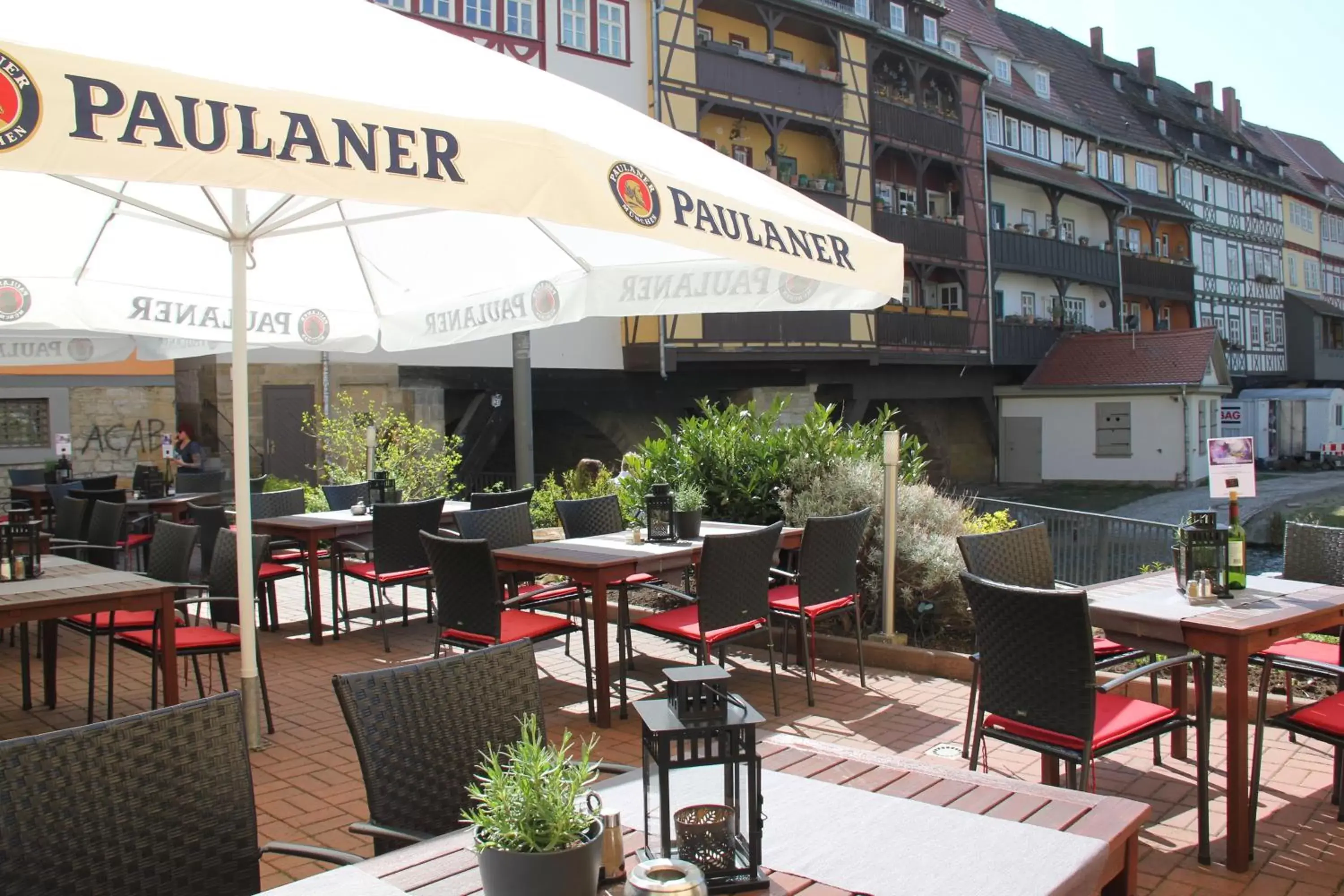 Balcony/Terrace, Restaurant/Places to Eat in Hotel Krämerbrücke Erfurt