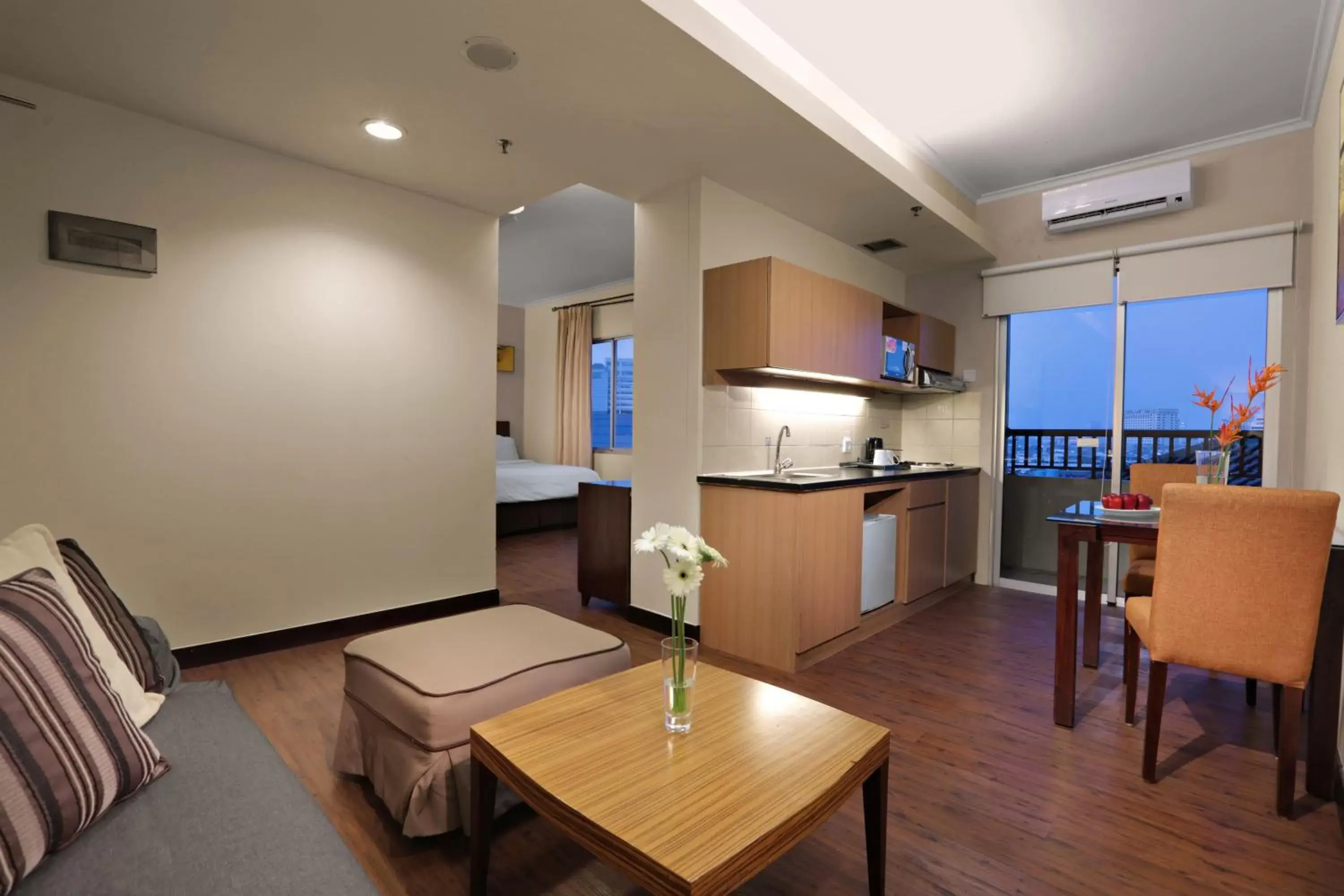 Seating area, Kitchen/Kitchenette in Grand Dafam Ancol Jakarta