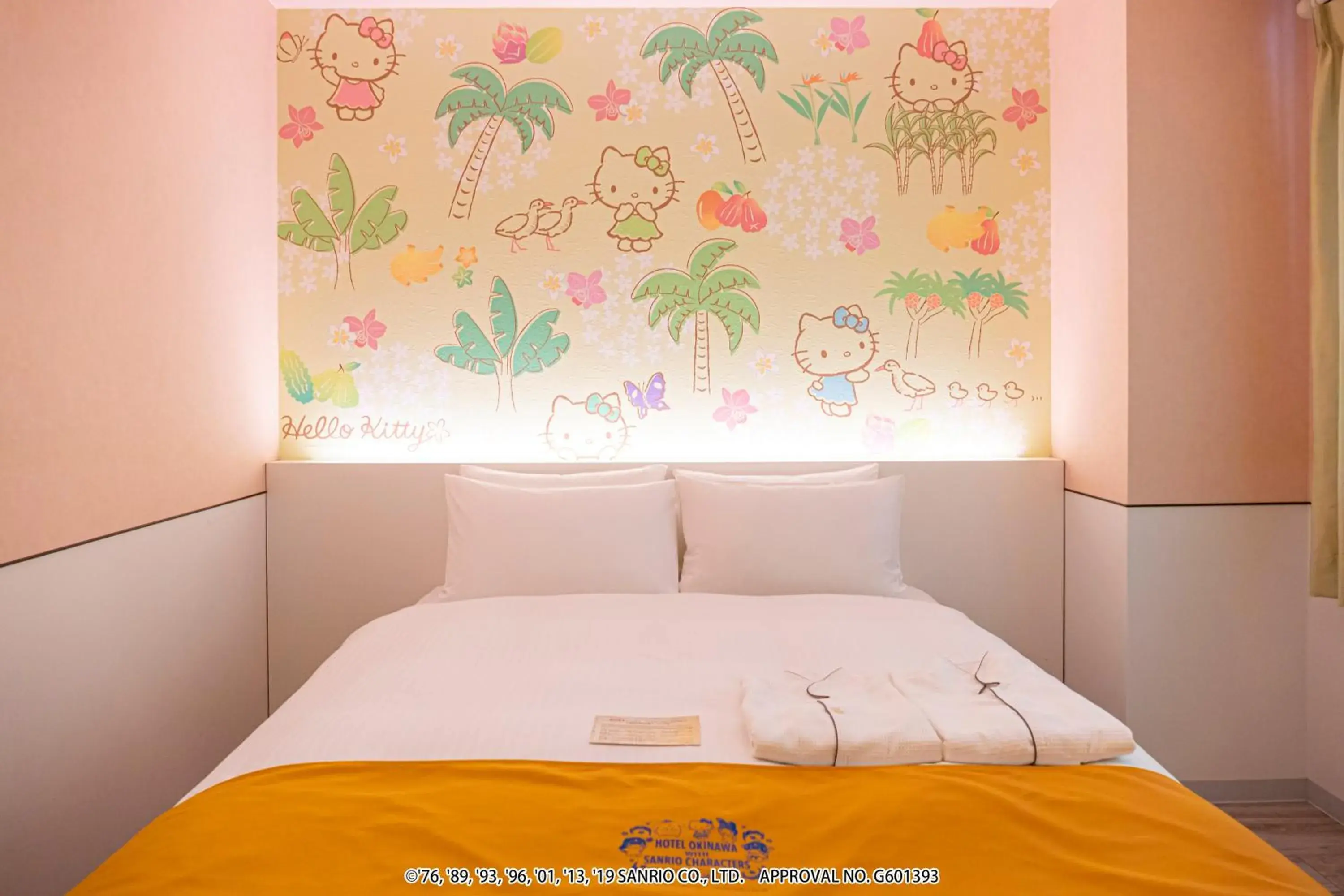 Bed in Hotel Okinawa With Sanrio Characters