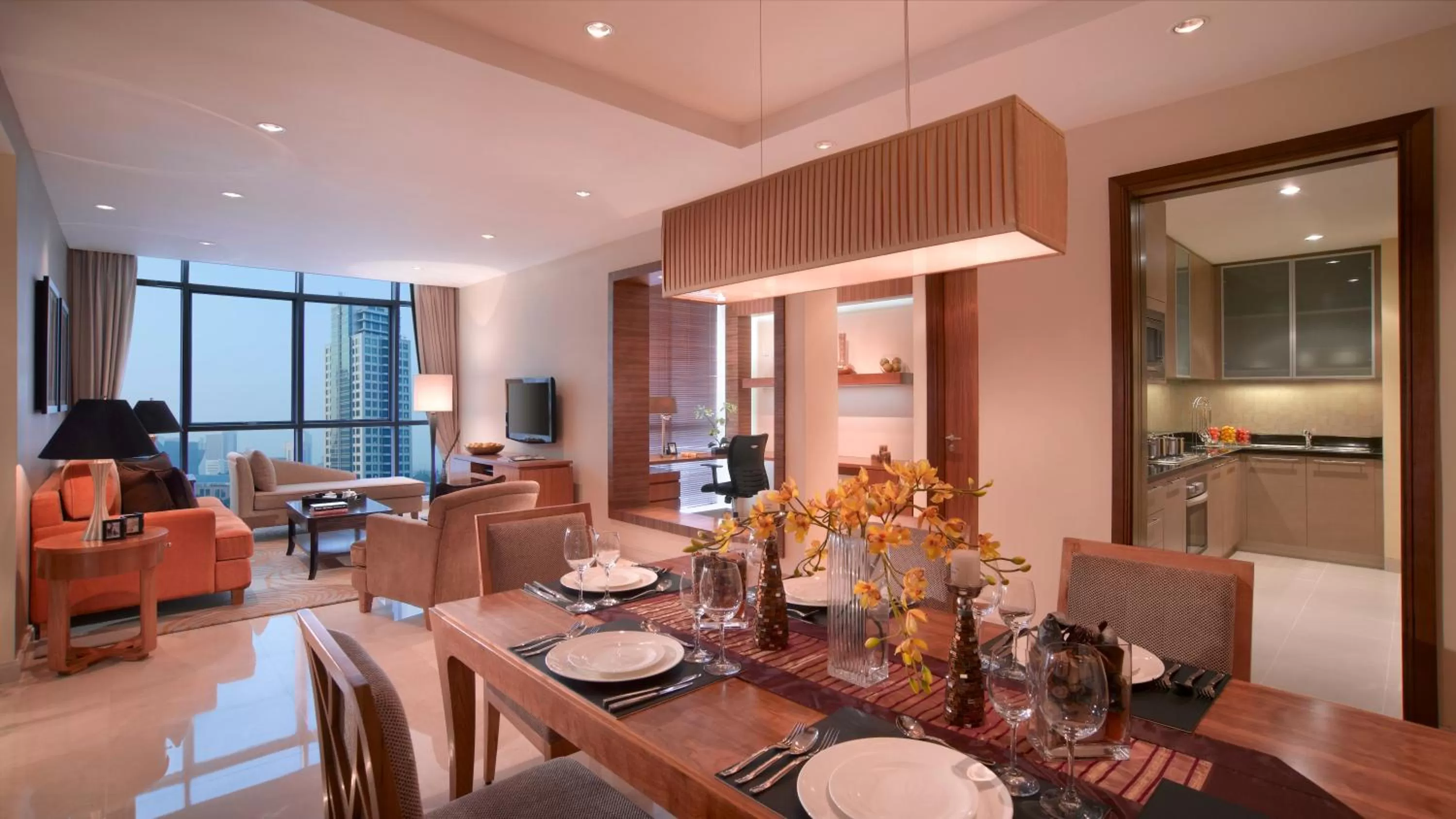 Living room in Oakwood Premier Cozmo Jakarta