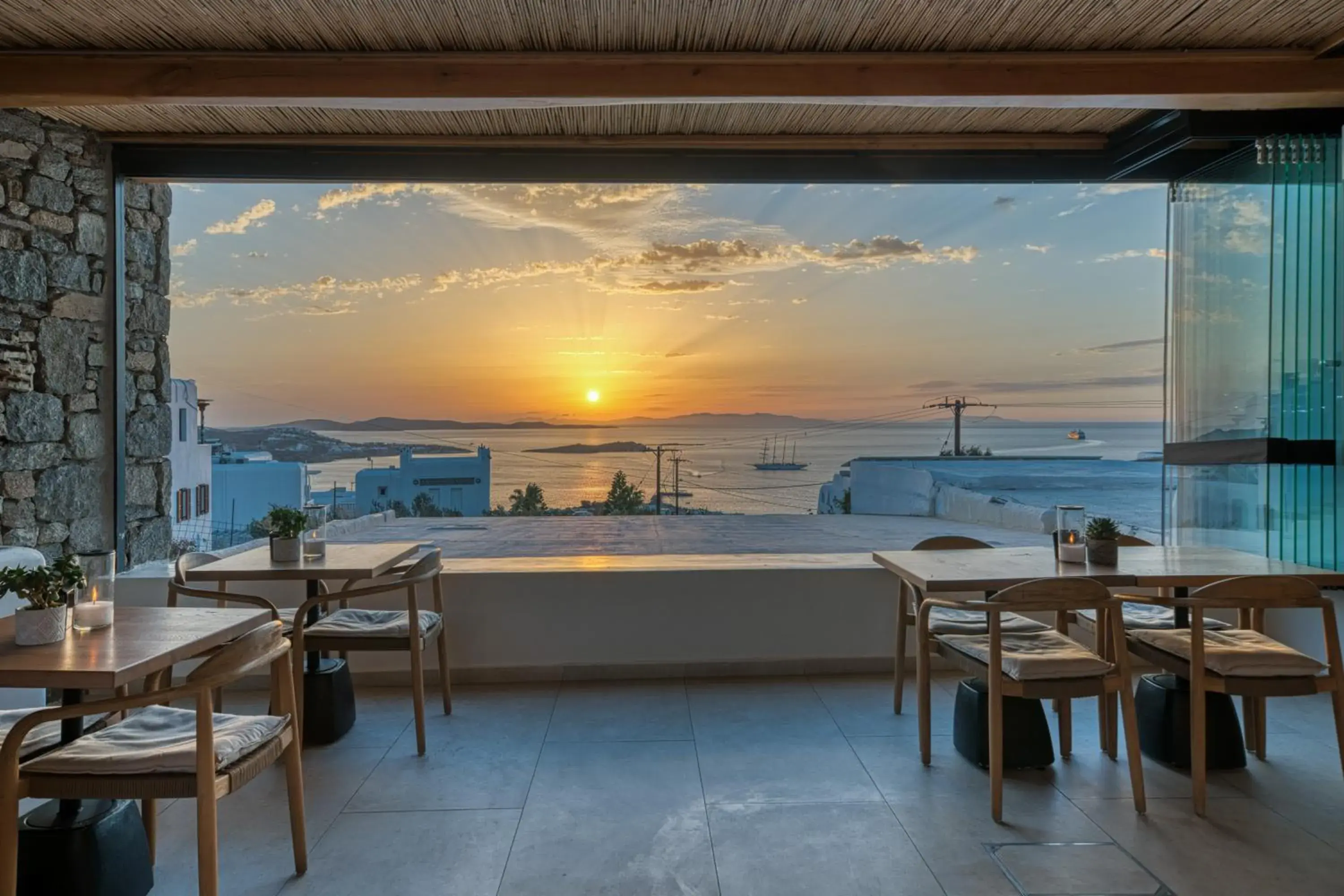 Dining area in Damianos Mykonos Hotel