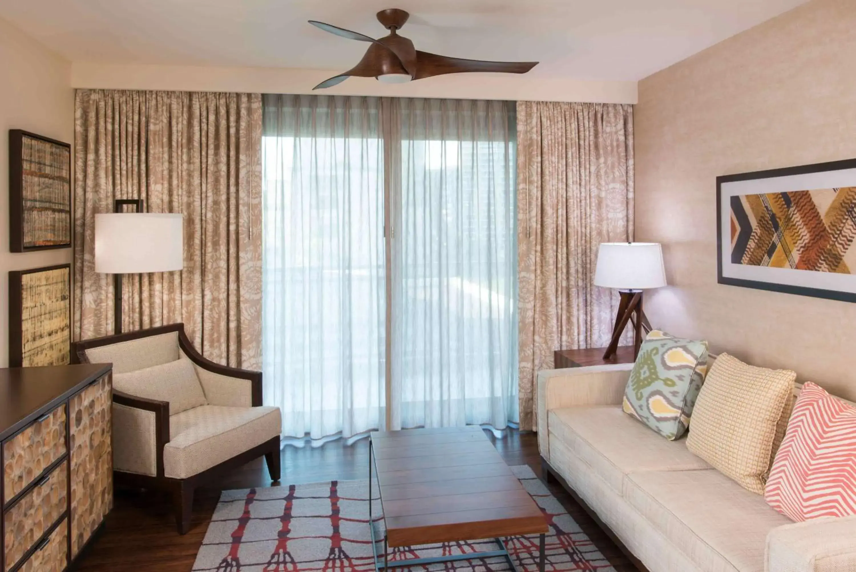 Living room, Seating Area in Hilton Grand Vacation Club The Grand Islander Waikiki Honolulu