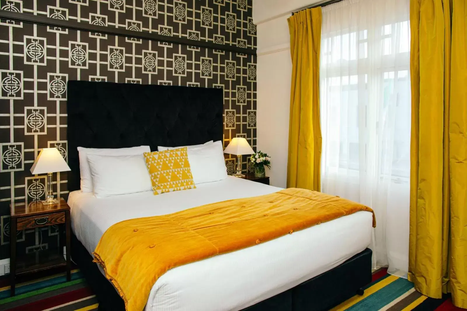 Bedroom, Bed in Art Deco Masonic Hotel