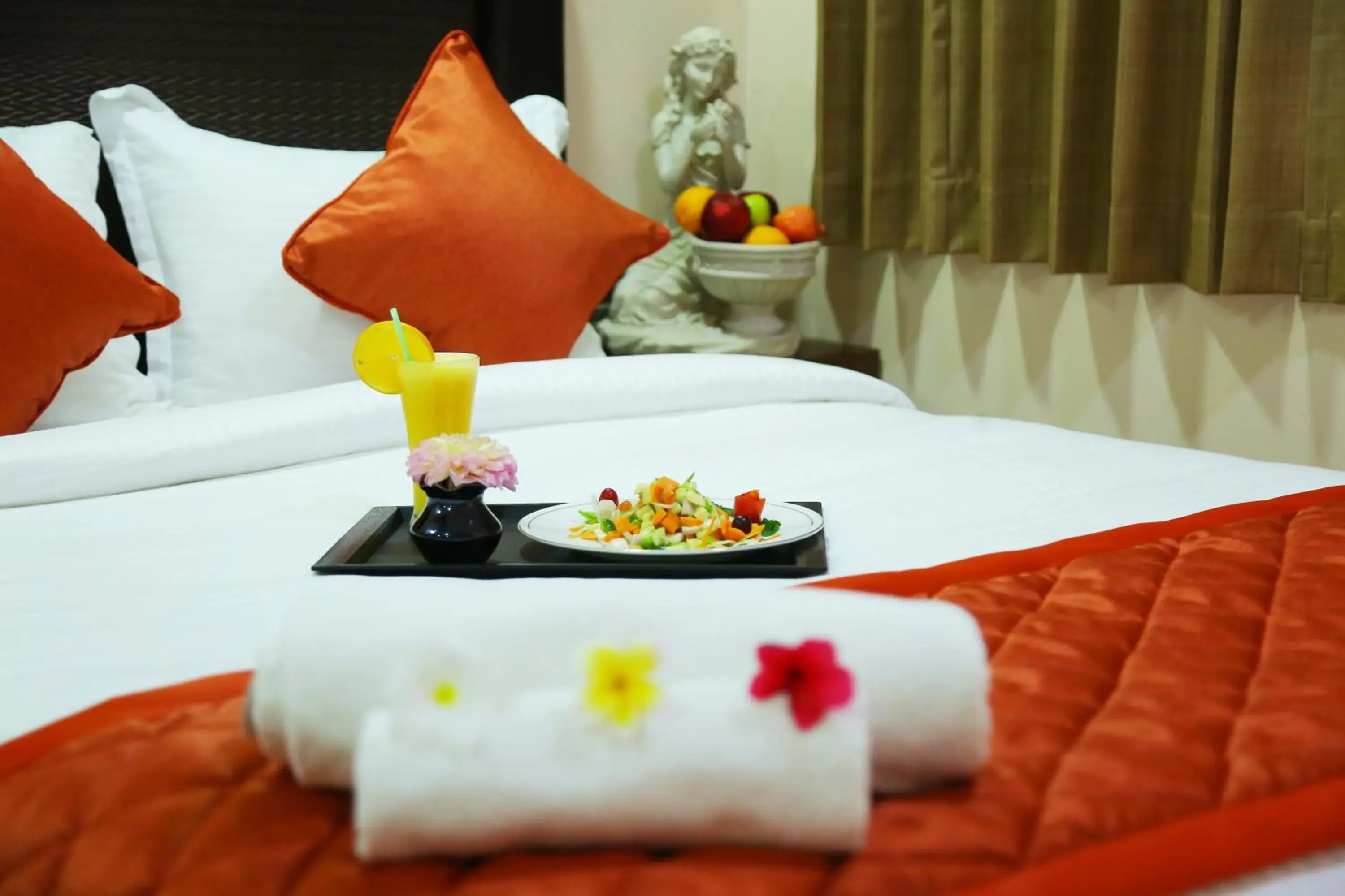 Decorative detail, Bed in Athena Hotel Decorative detail, Bed in Athena Hotel