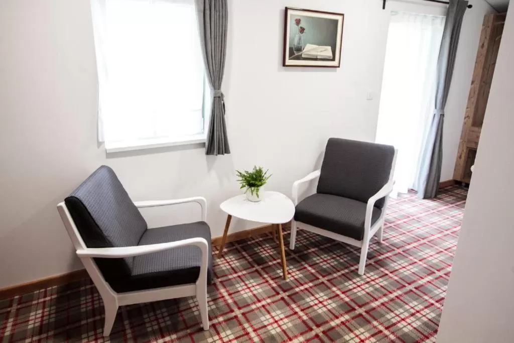 Seating area in Hiša Poljana Rooms