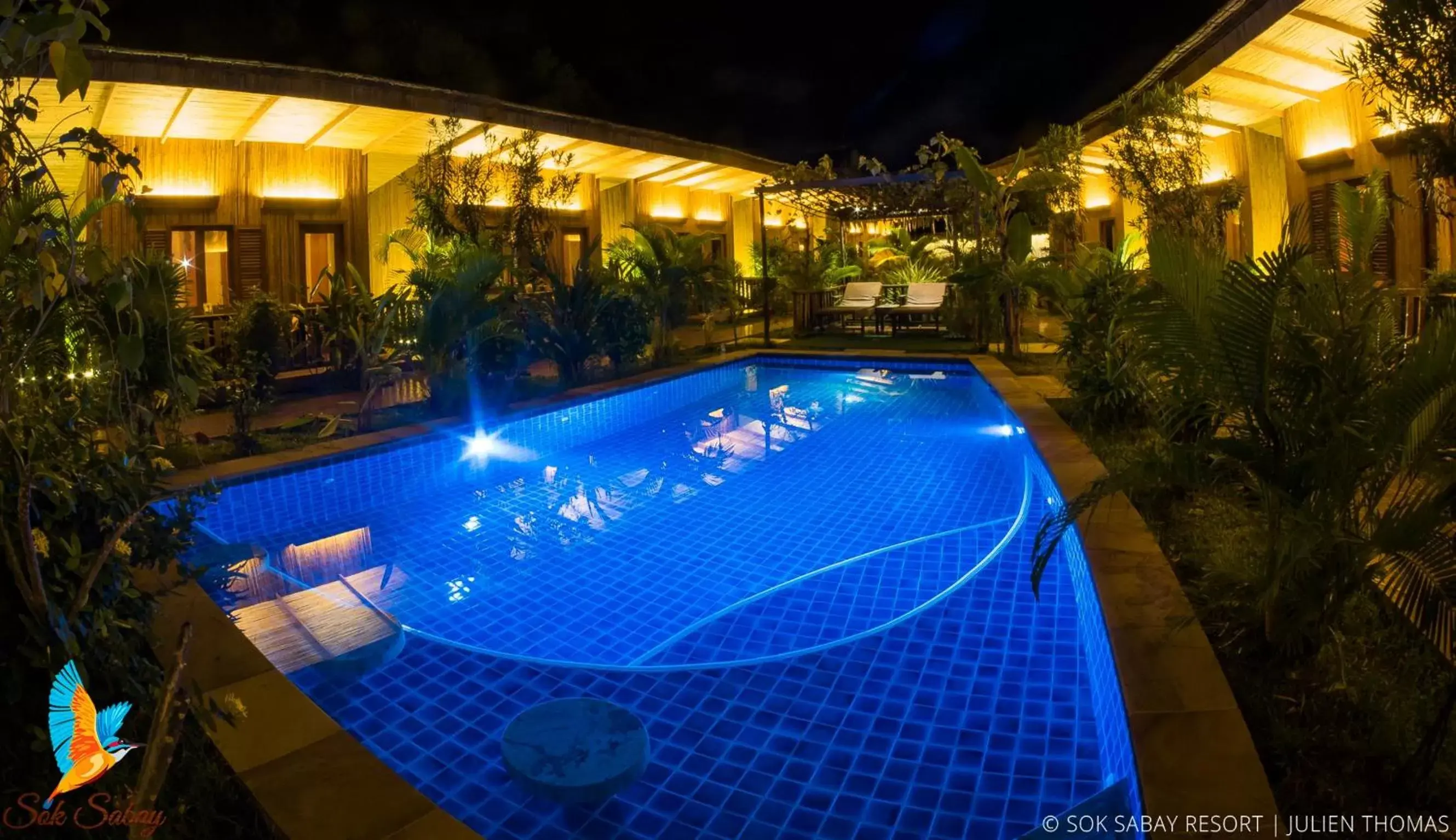 Night, Swimming Pool in Sok Sabay Resort