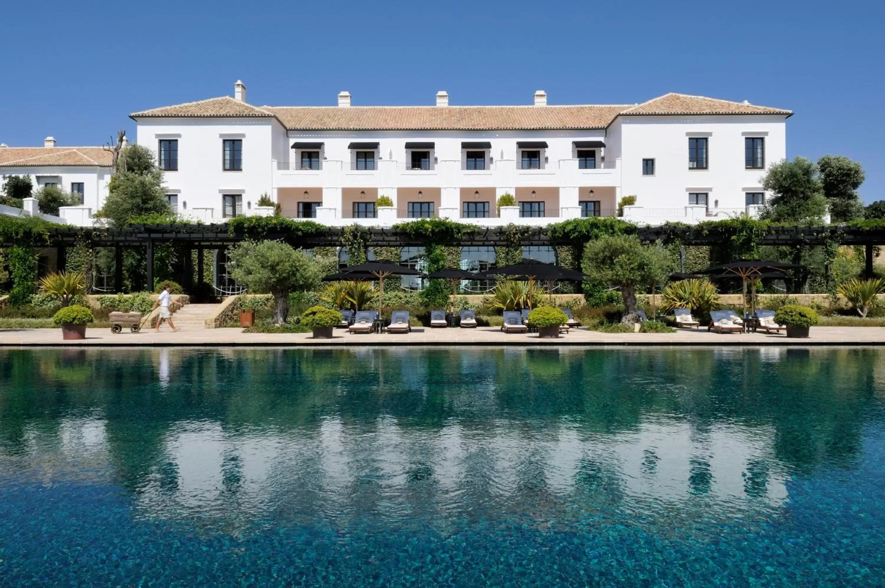 Swimming pool, Property Building in Finca Cortesin Hotel Golf & Spa