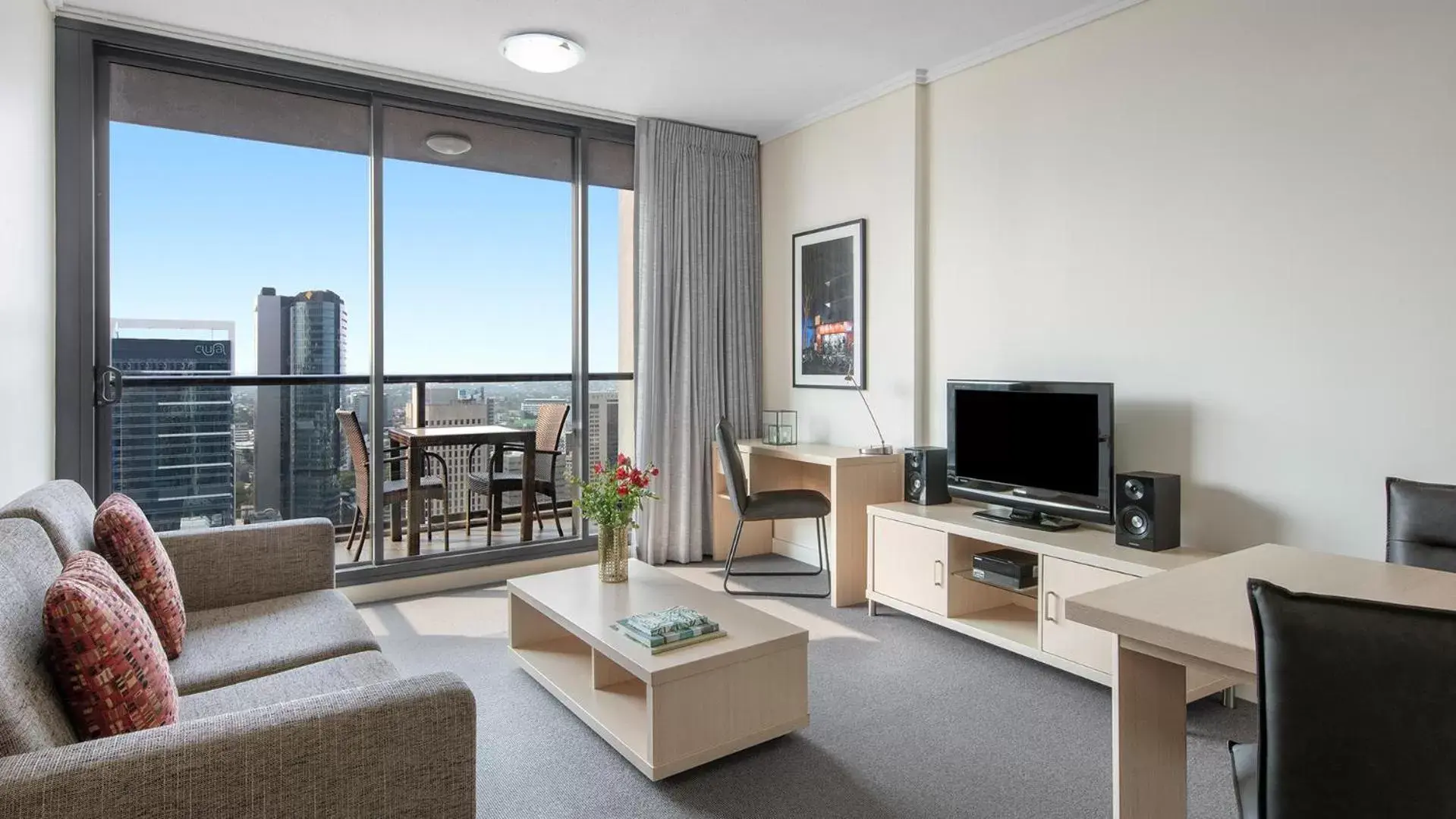 TV and multimedia, Seating Area in Oaks Brisbane on Charlotte Suites
