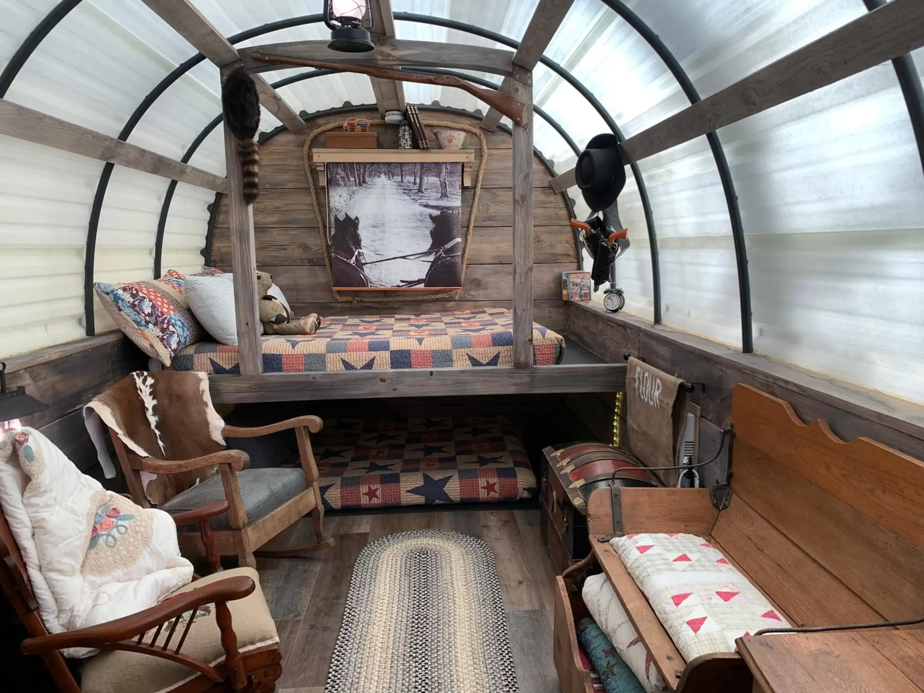 Bed in Fox Pass Cabins