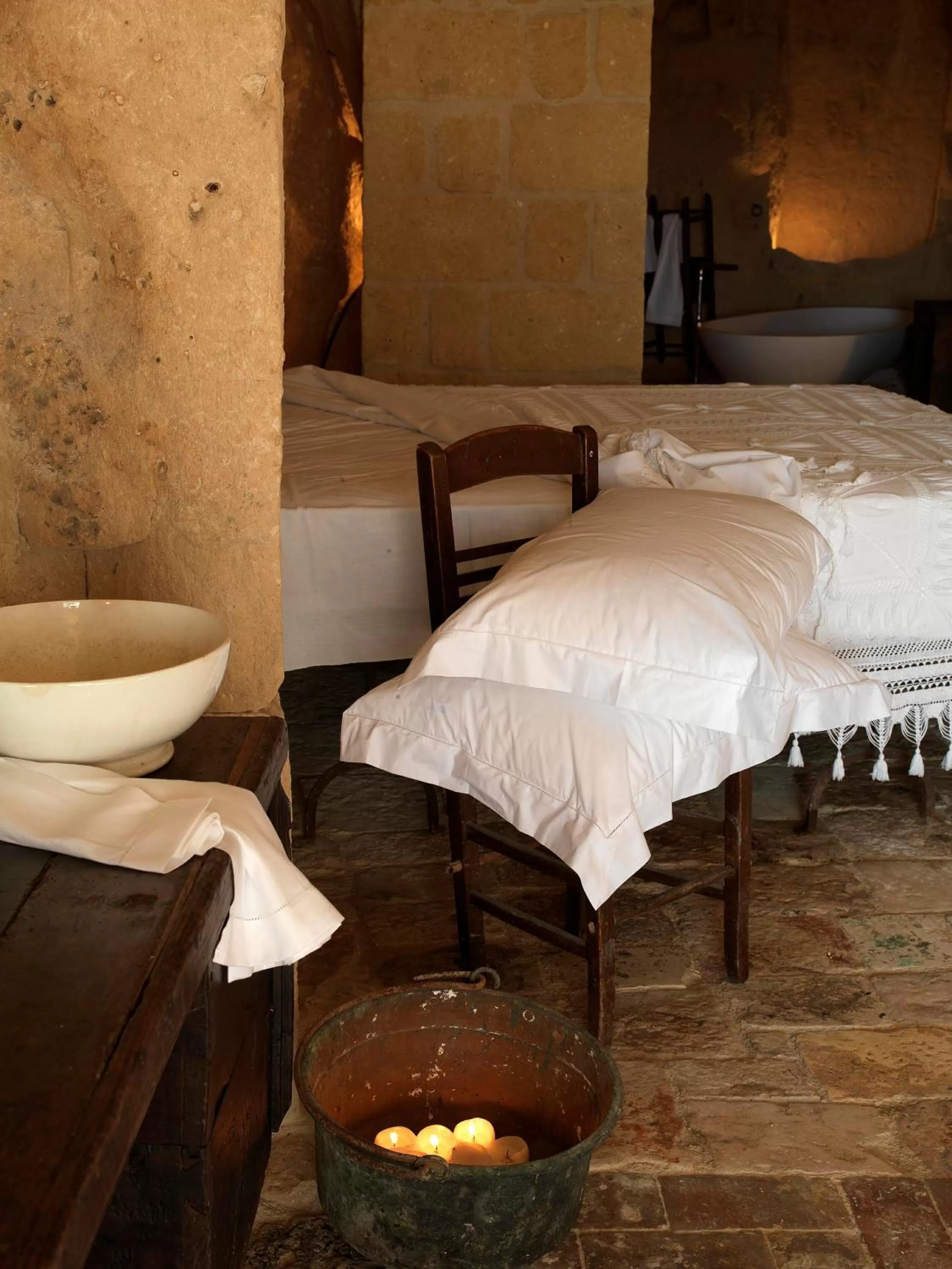 Decorative detail, Bed in Sextantio Le Grotte Della Civita