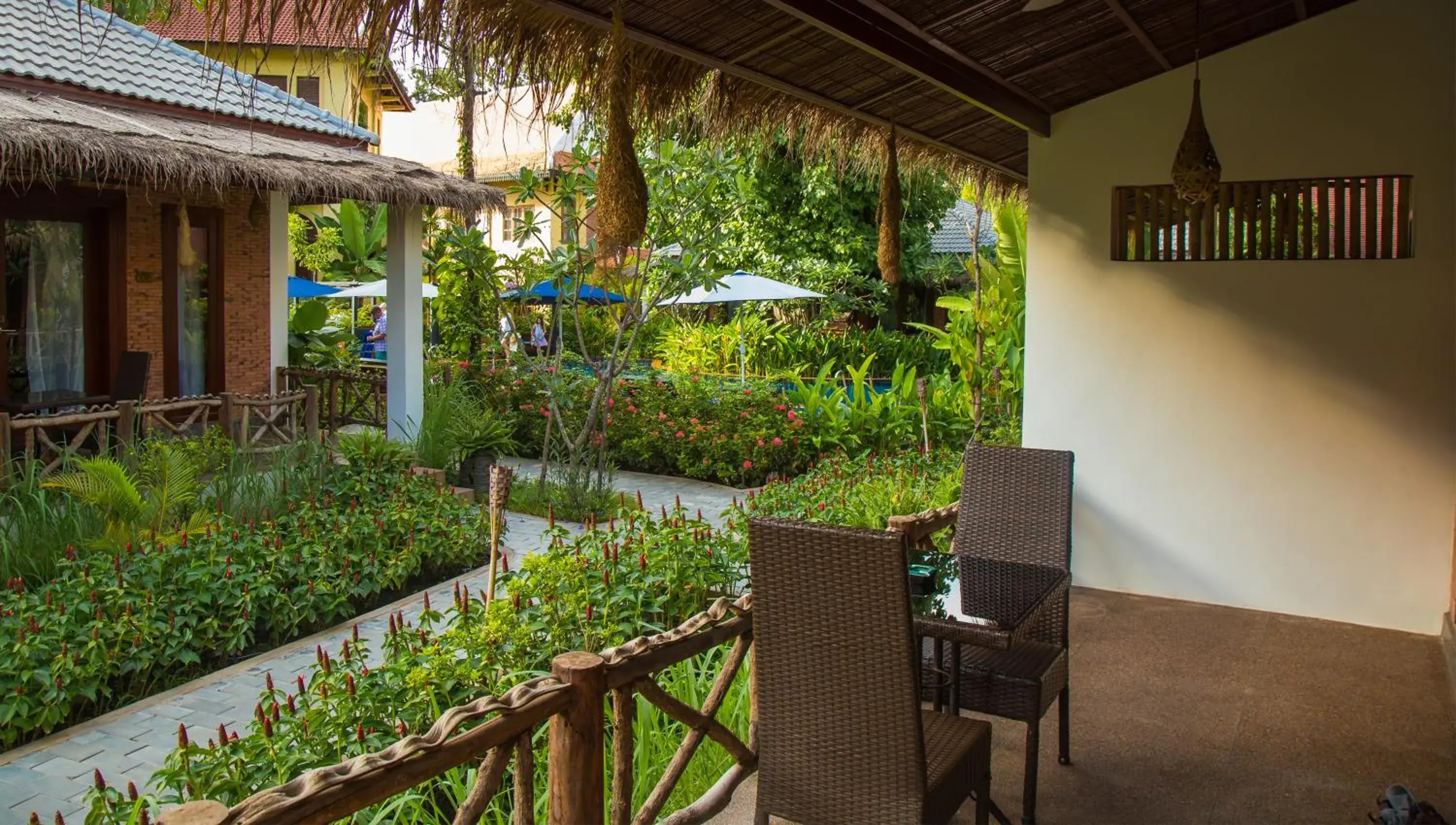 Patio in La Rivière d' Angkor Resort