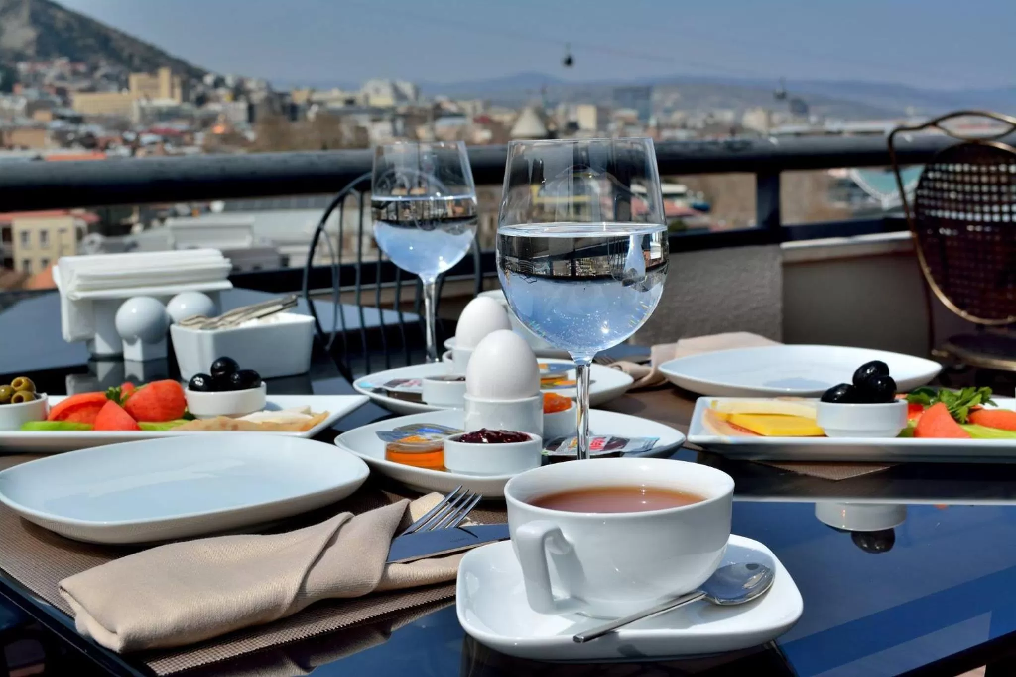 Breakfast in Hotel Grand View in Tbilisi