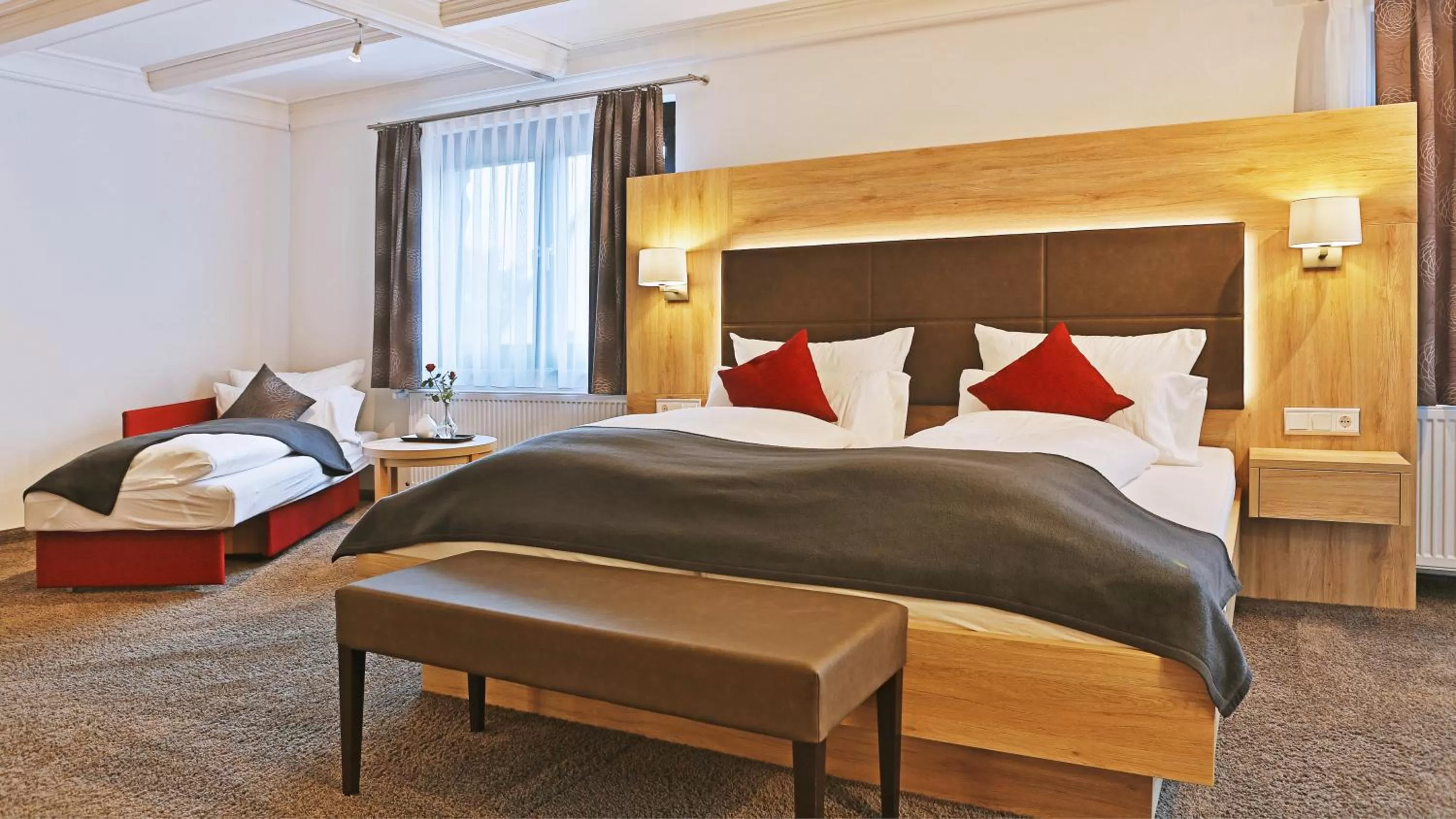 Bed in Hotel Restaurant Schiff