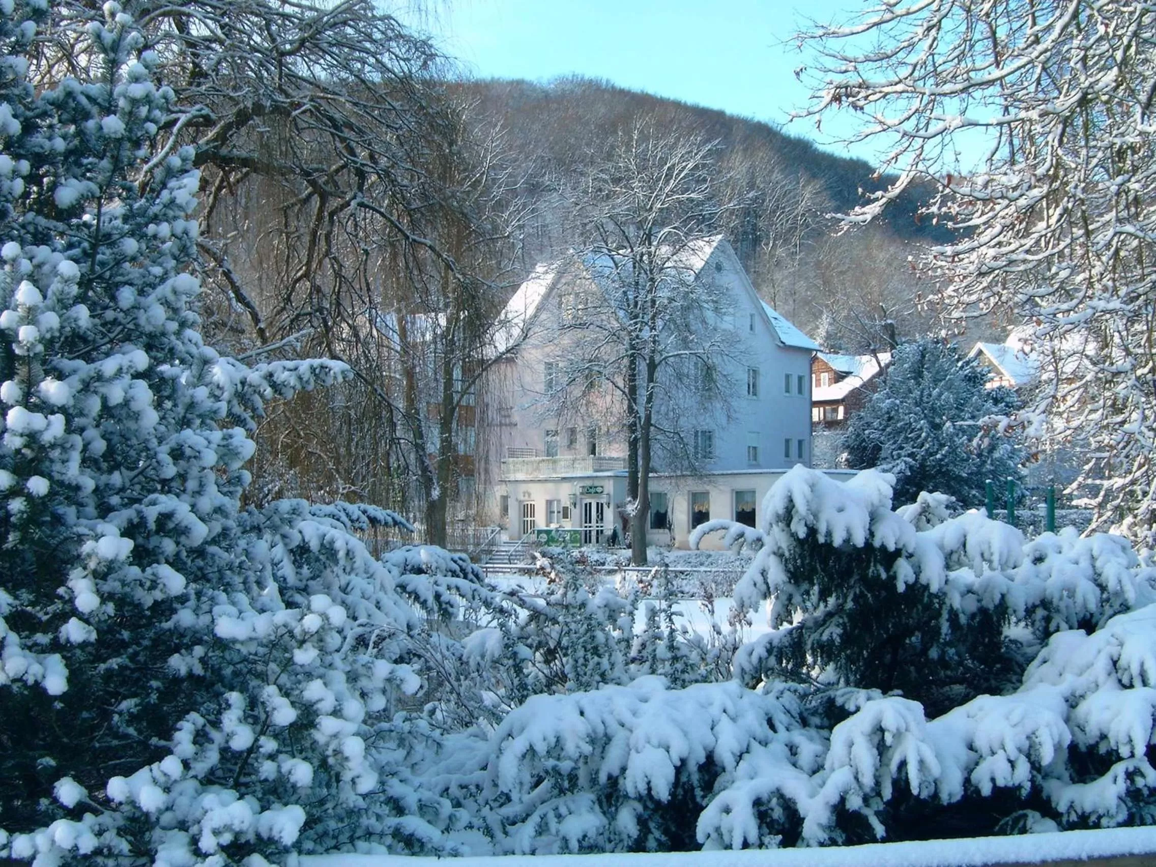 Facade/entrance, Winter in Parkhotel Am Schwanenteich