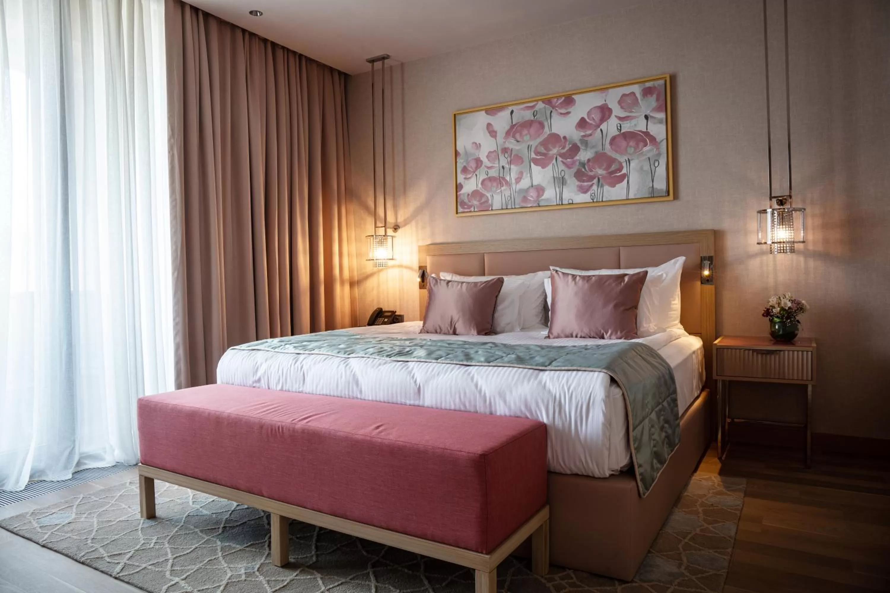 Bed in KARAVANSARAY Turkistan Harbour Hotel -FLYING THEATRE ACCESS