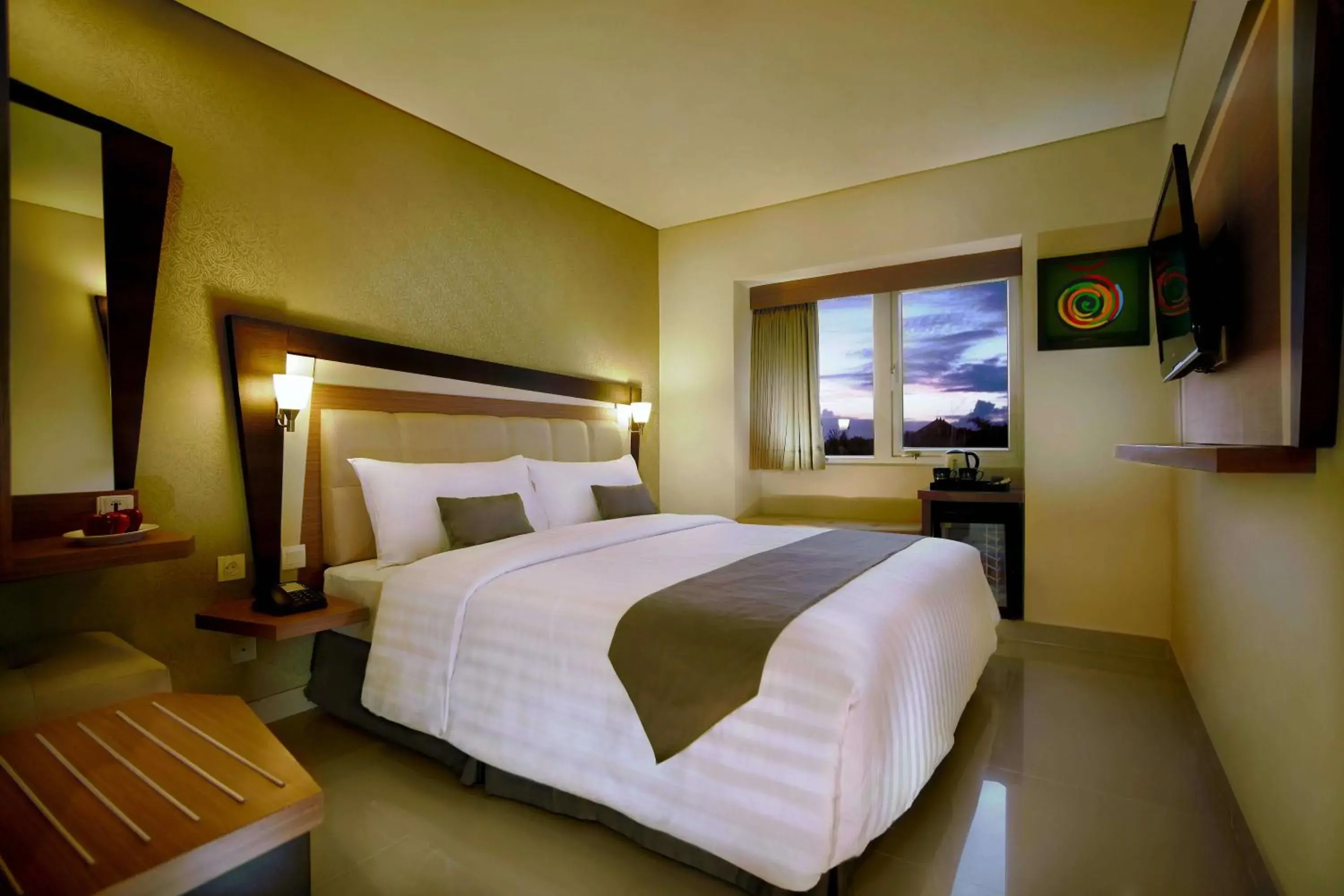 View (from property/room), Bed in Hotel Neo Kuta Jelantik