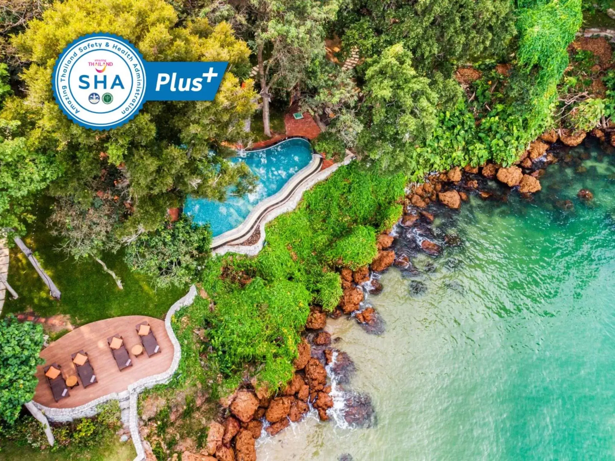 Swimming pool, Bird's-eye View in The Monttra Pattaya - SHA Extra Plus