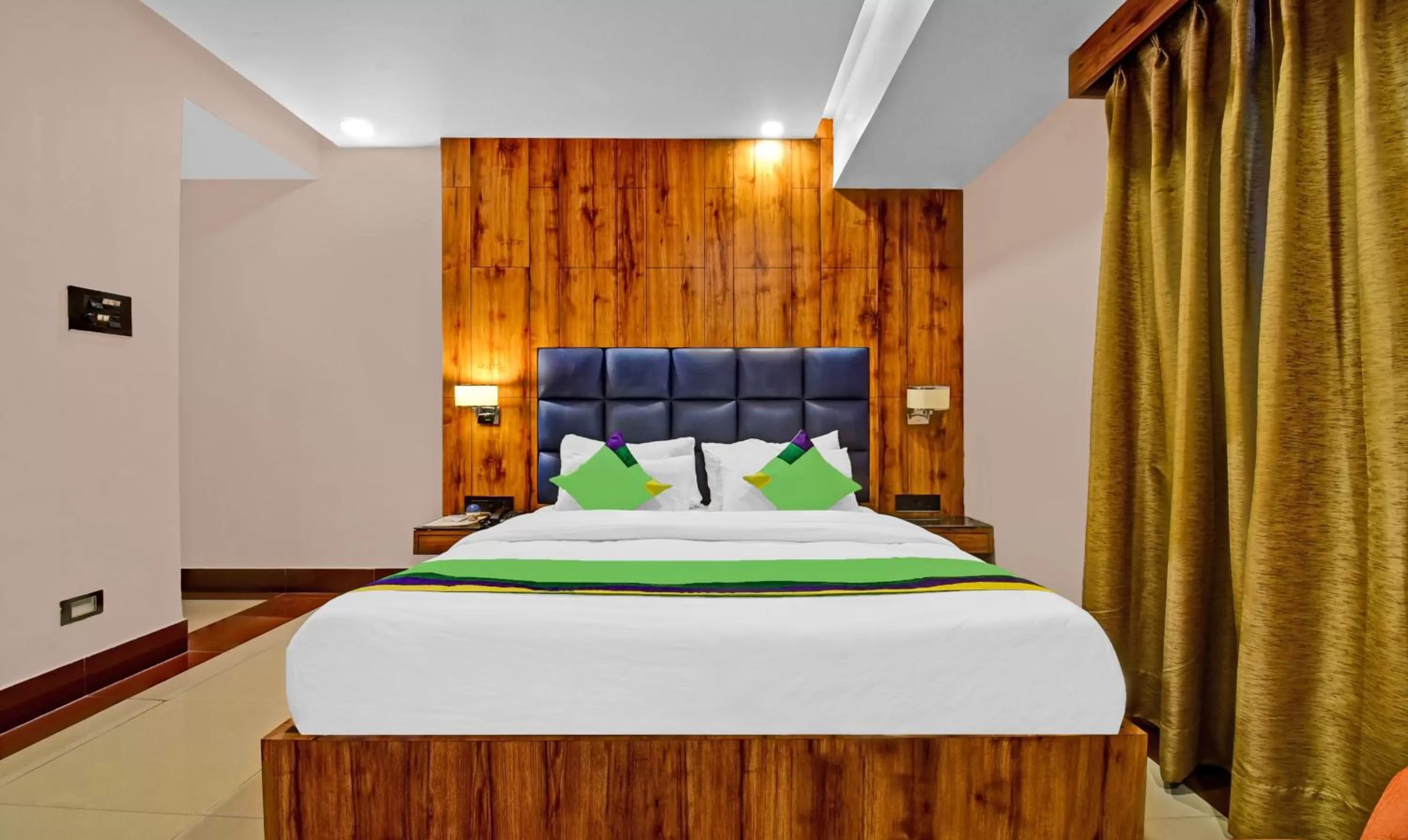 Bedroom, Bed in Treebo Trend The Pearl Bliss