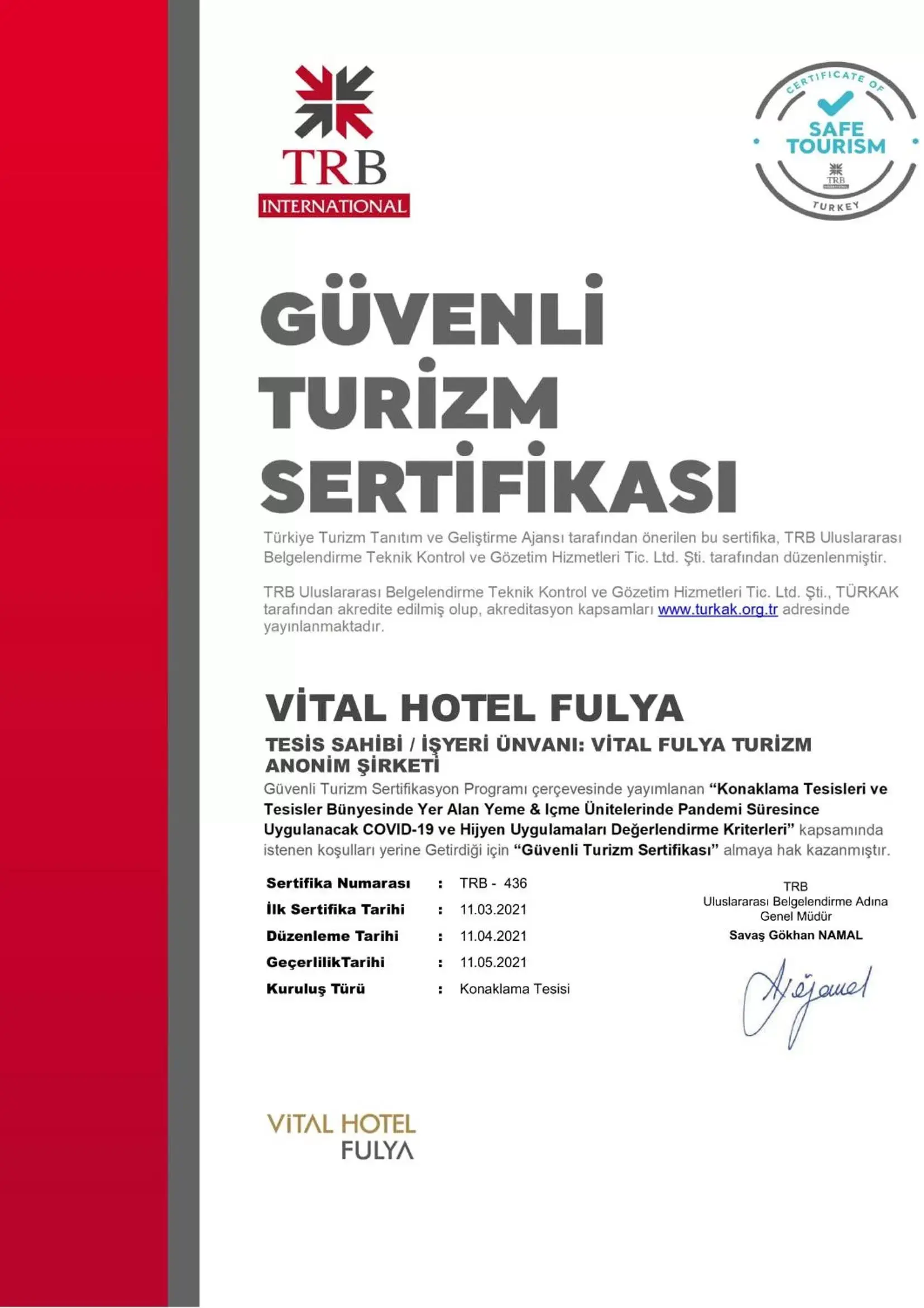 Logo/Certificate/Sign in Vital Hotel Fulya Istanbul Sisli